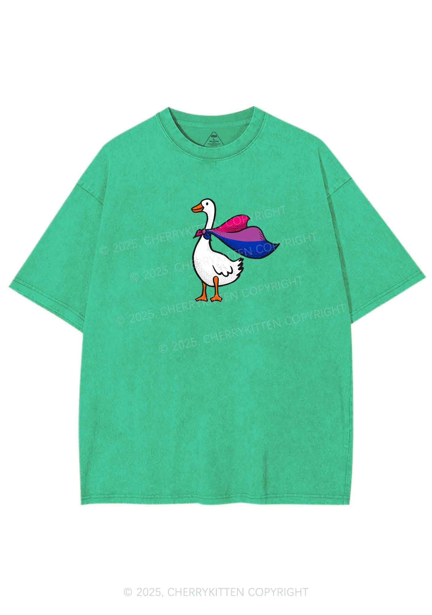 Bisexual Goose Pride Y2K Shirts Washed Tee Cherrykitten - Image 6