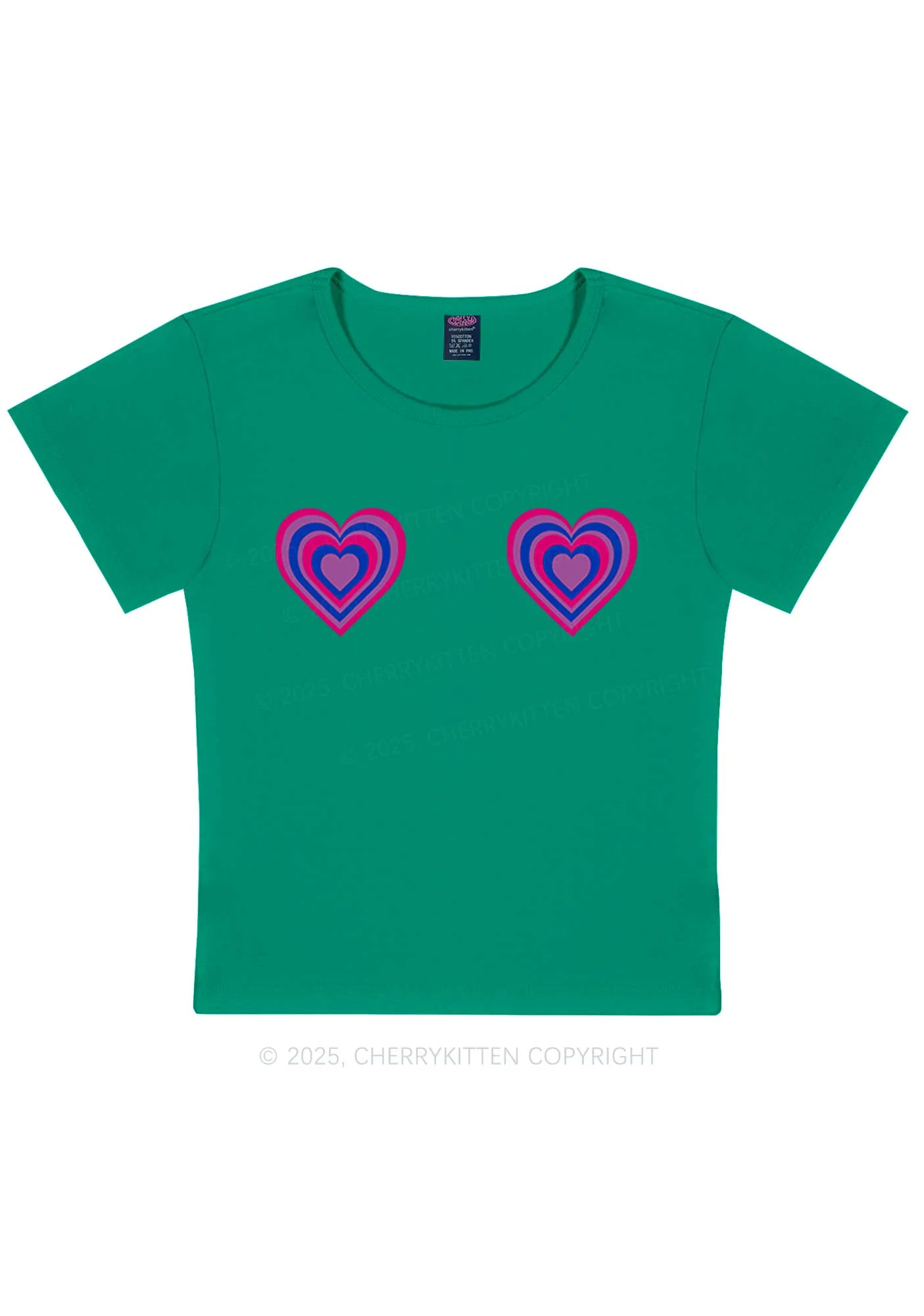 Bisexual Heart Pride Y2K Baby Tee Cherrykitten - Image 11