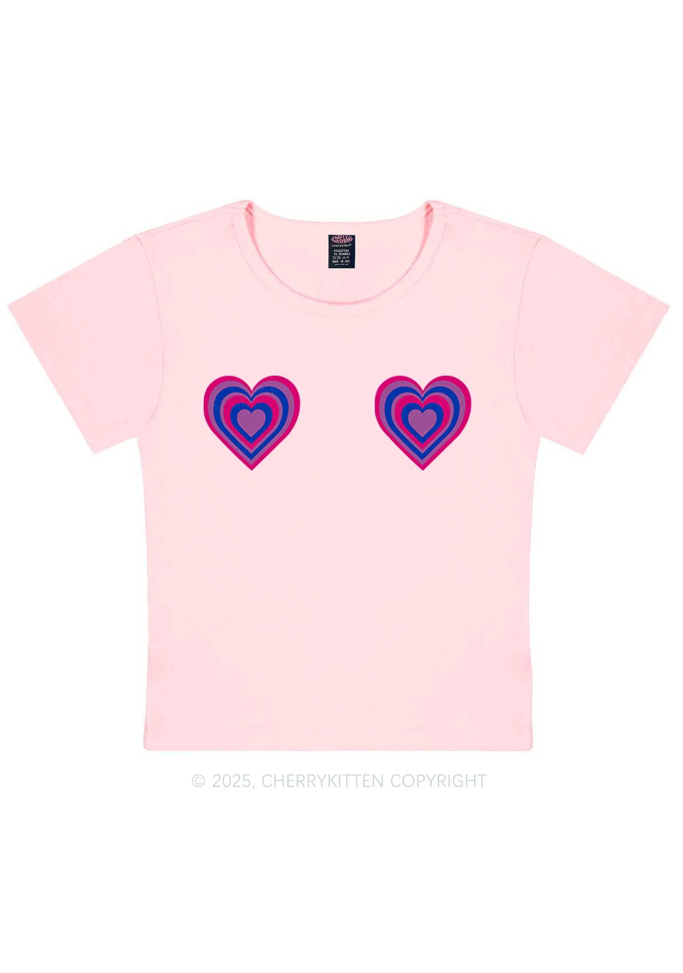 Bisexual Heart Pride Y2K Baby Tee Cherrykitten - Image 12