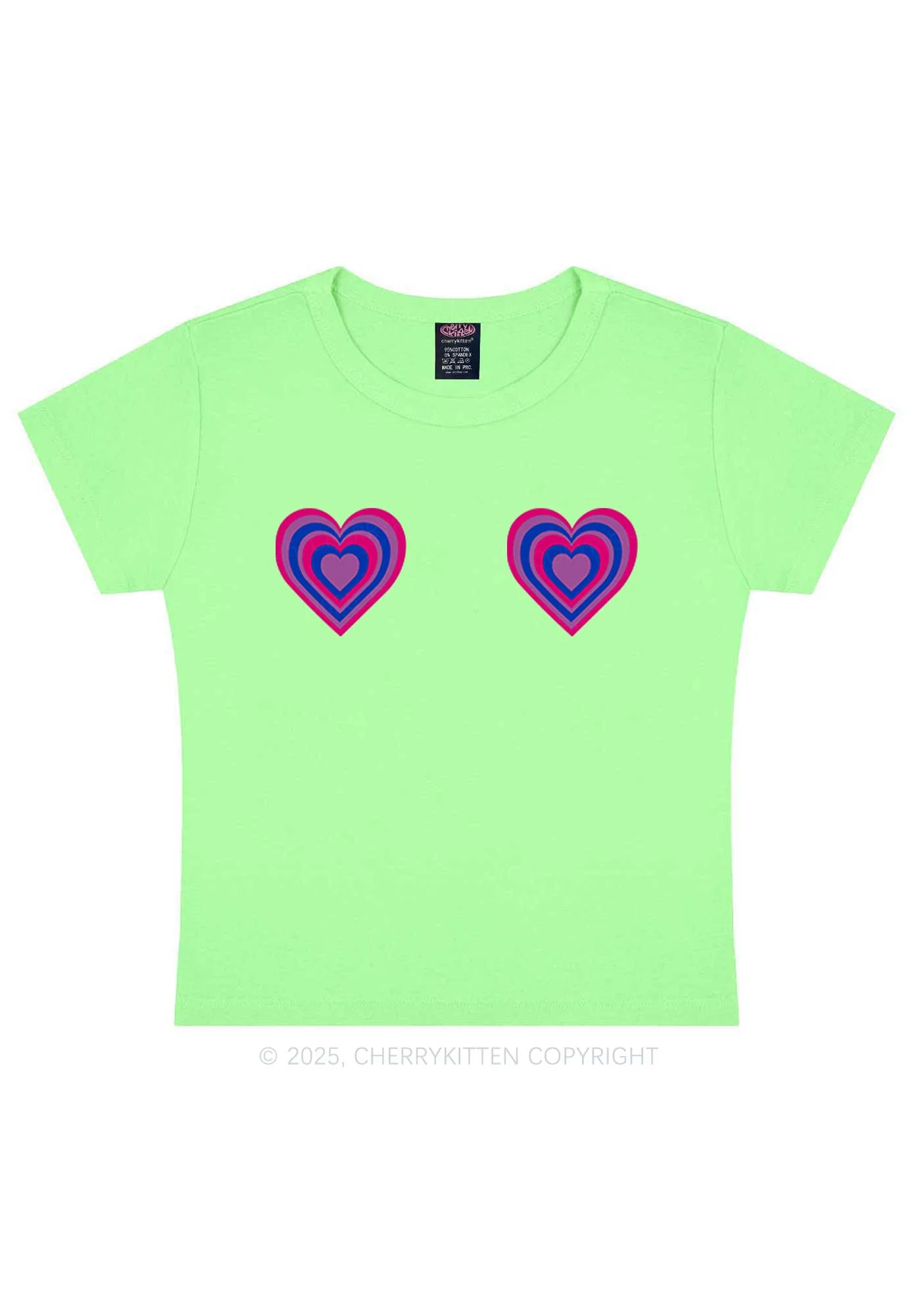 Bisexual Heart Pride Y2K Baby Tee Cherrykitten - Image 13