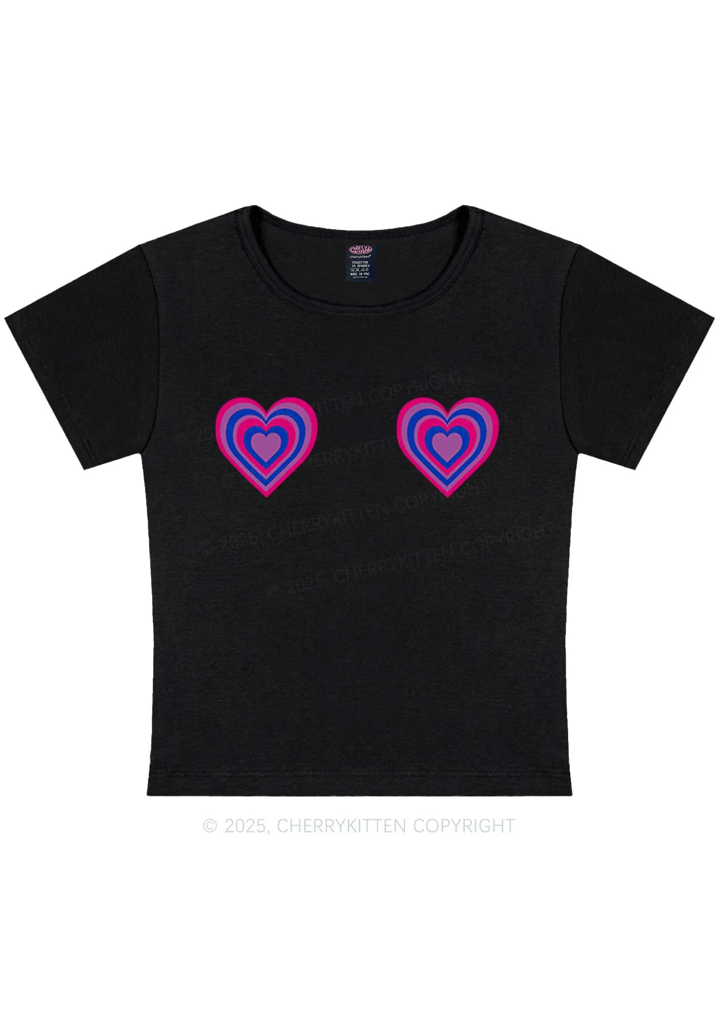 Bisexual Heart Pride Y2K Baby Tee Cherrykitten - Image 4