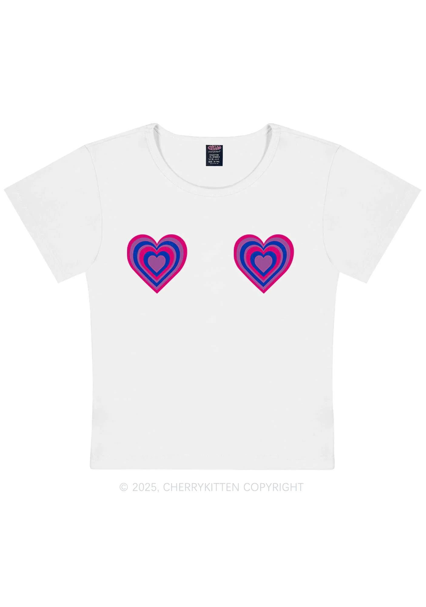 Bisexual Heart Pride Y2K Baby Tee Cherrykitten - Image 5