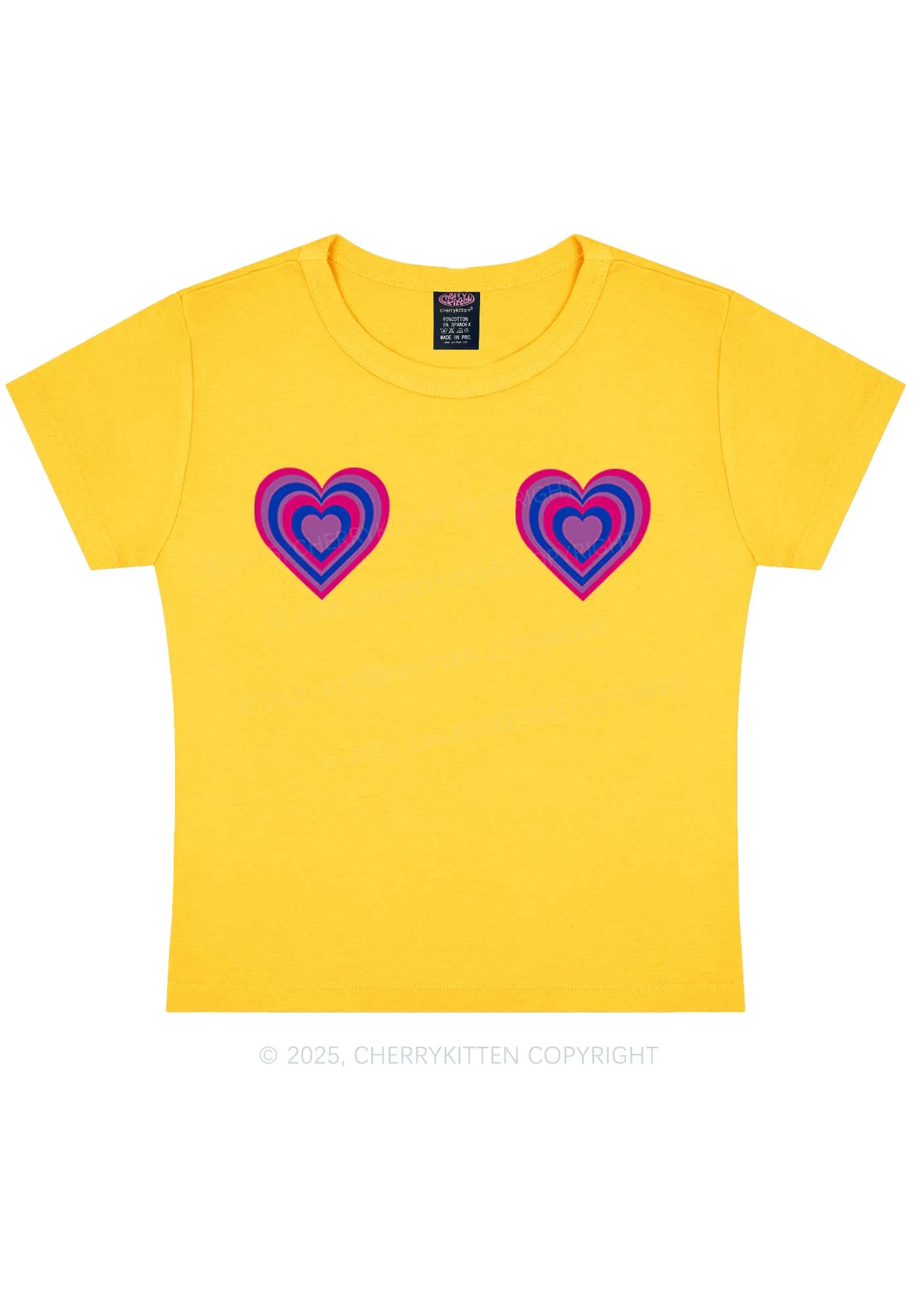 Bisexual Heart Pride Y2K Baby Tee Cherrykitten - Image 6