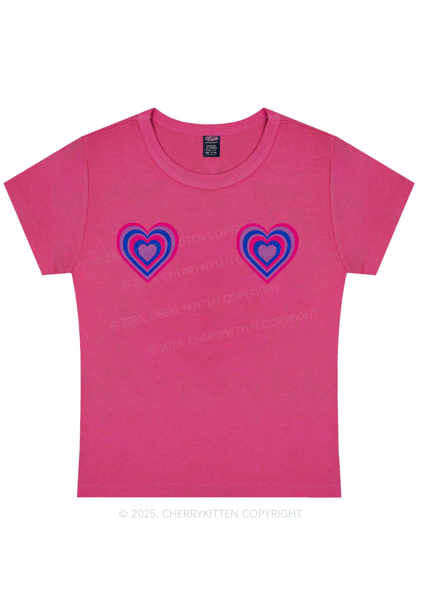 Bisexual Heart Pride Y2K Baby Tee Cherrykitten - Image 7