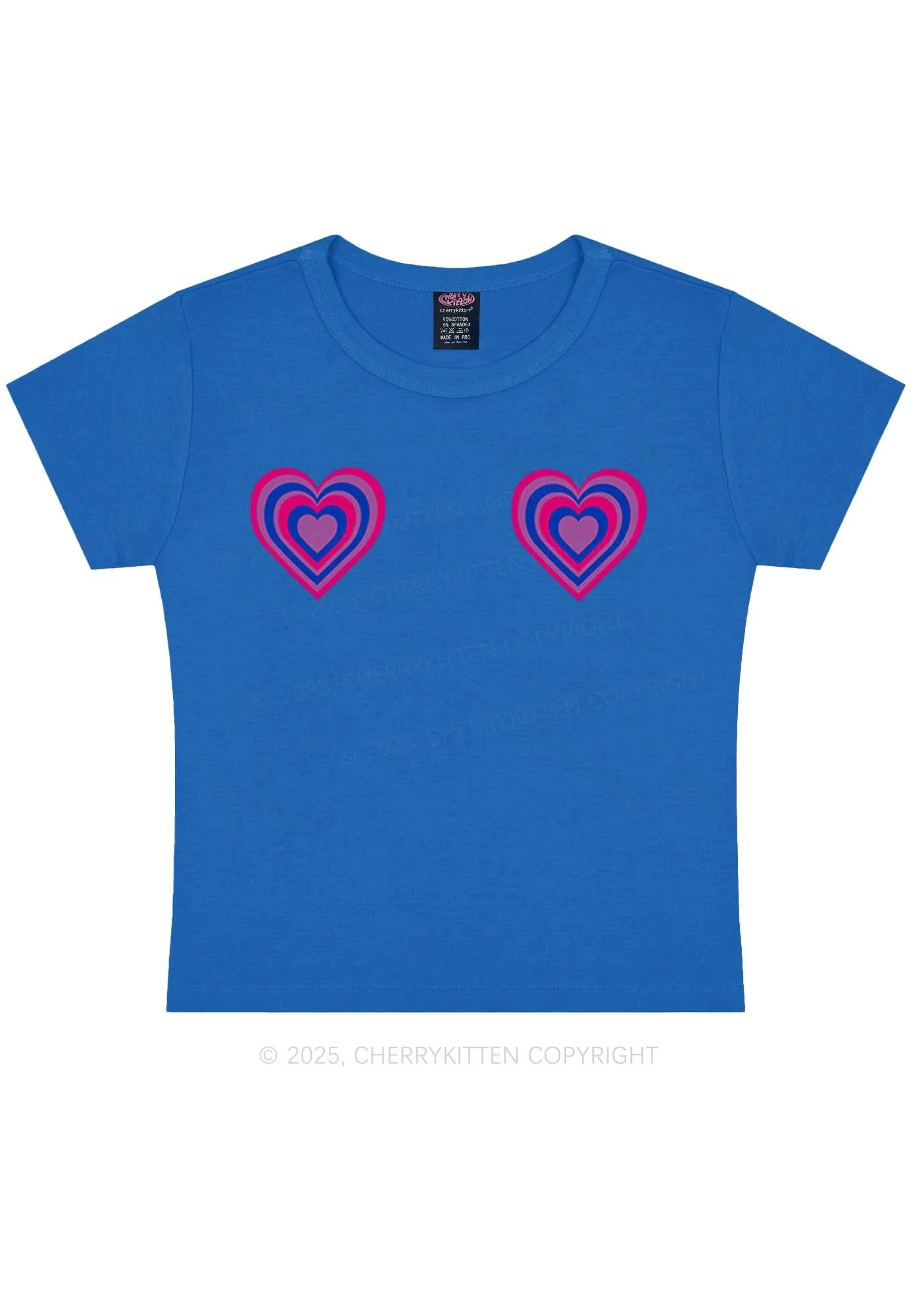 Bisexual Heart Pride Y2K Baby Tee Cherrykitten - Image 9