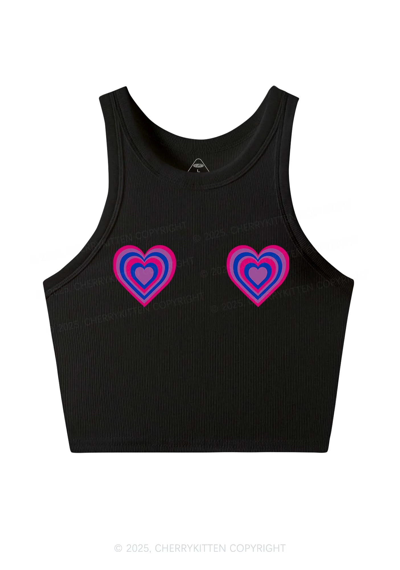 Bisexual Heart Pride Y2K Crop Tank Top Cherrykitten - Image 3