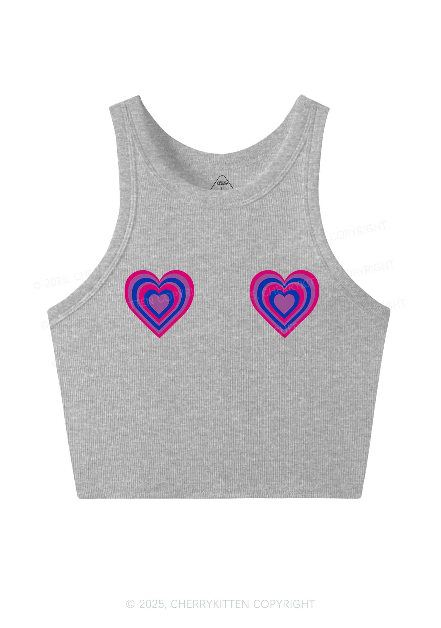 Bisexual Heart Pride Y2K Crop Tank Top Cherrykitten - Image 4