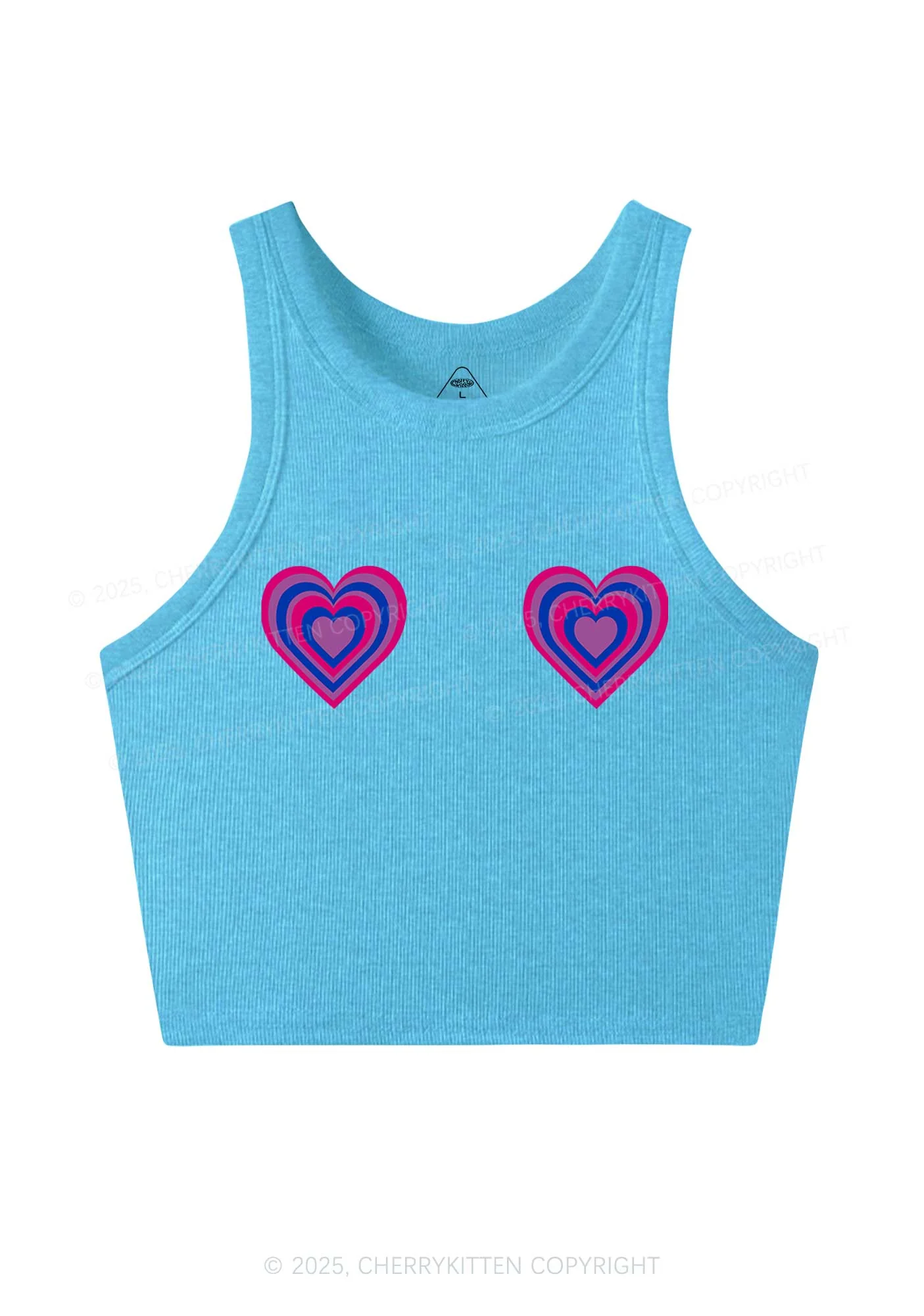 Bisexual Heart Pride Y2K Crop Tank Top Cherrykitten - Image 5