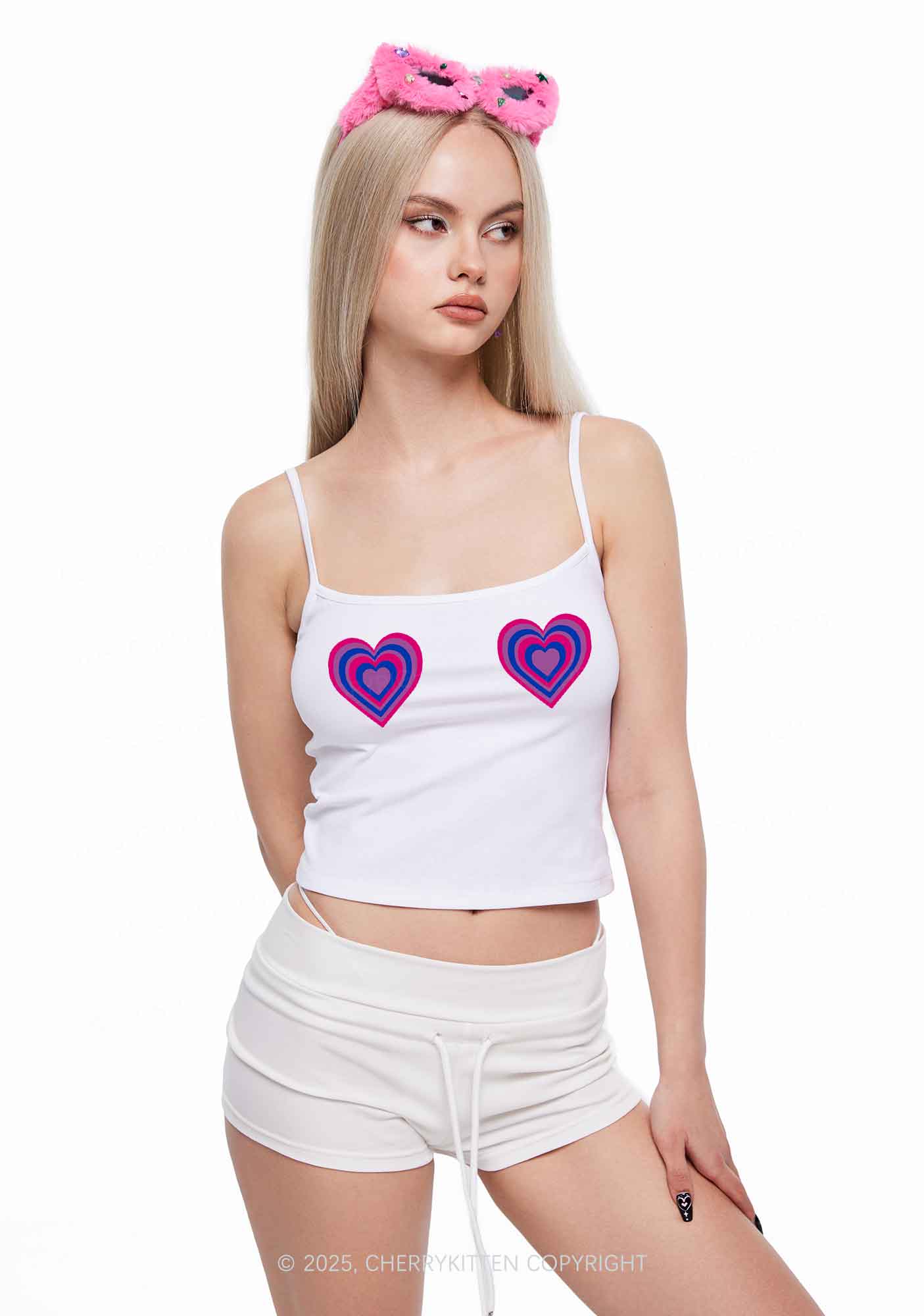 Bisexual Heart Pride Y2K Spaghetti Strap Cami Cherrykitten - Image 2