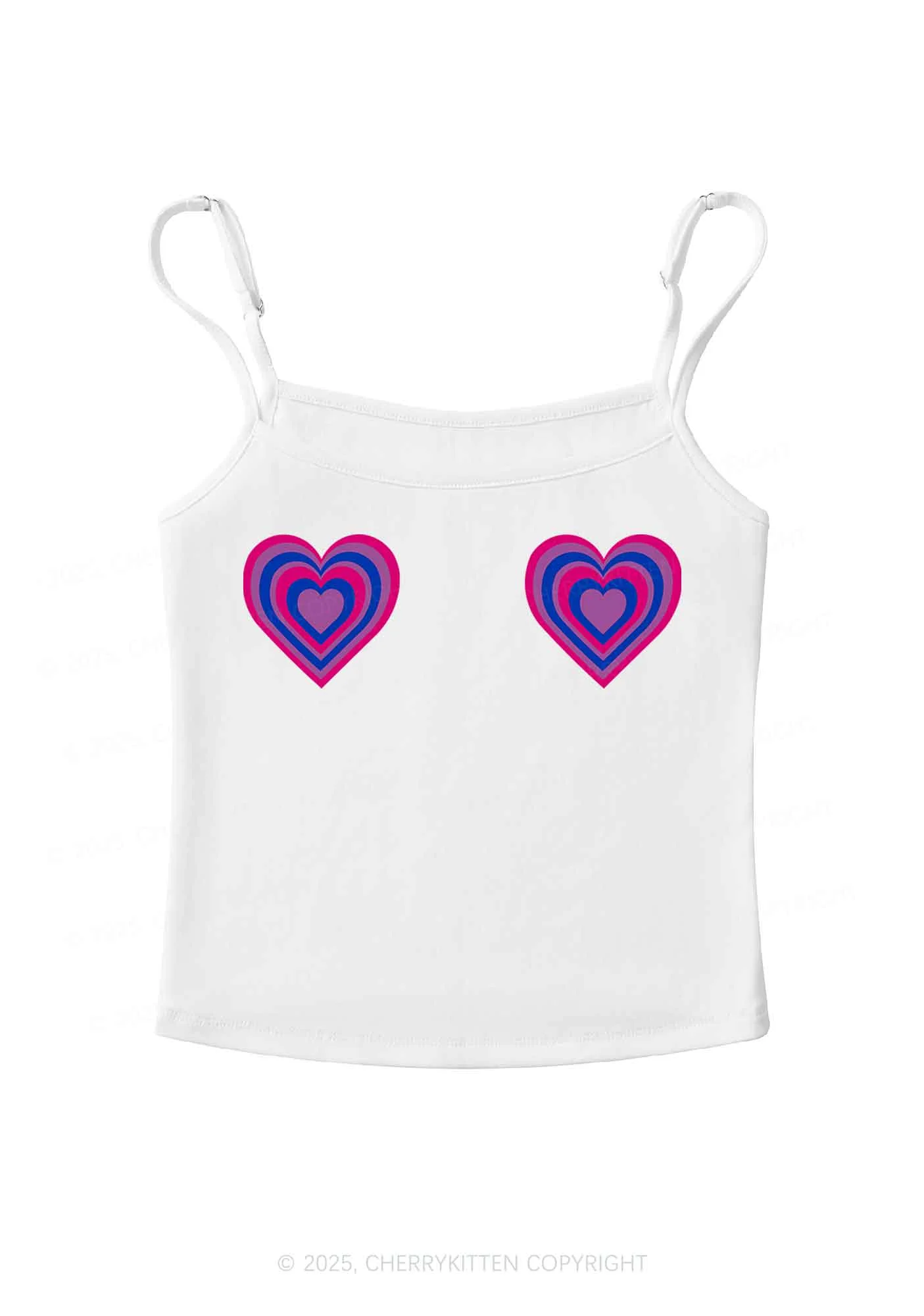 Bisexual Heart Pride Y2K Spaghetti Strap Cami Cherrykitten - Image 3