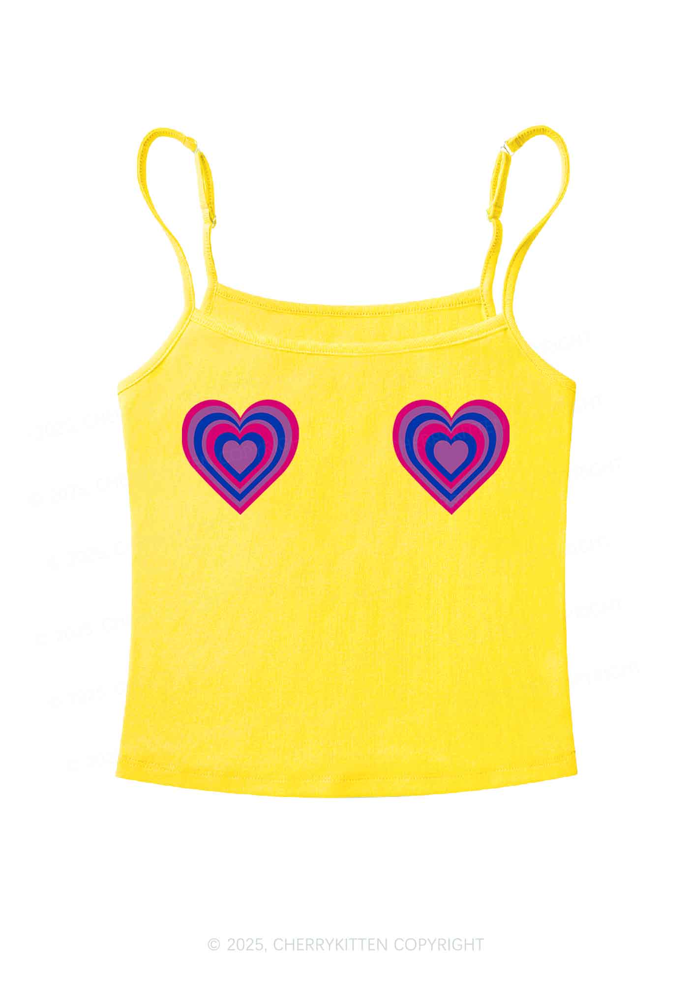 Bisexual Heart Pride Y2K Spaghetti Strap Cami Cherrykitten - Image 4
