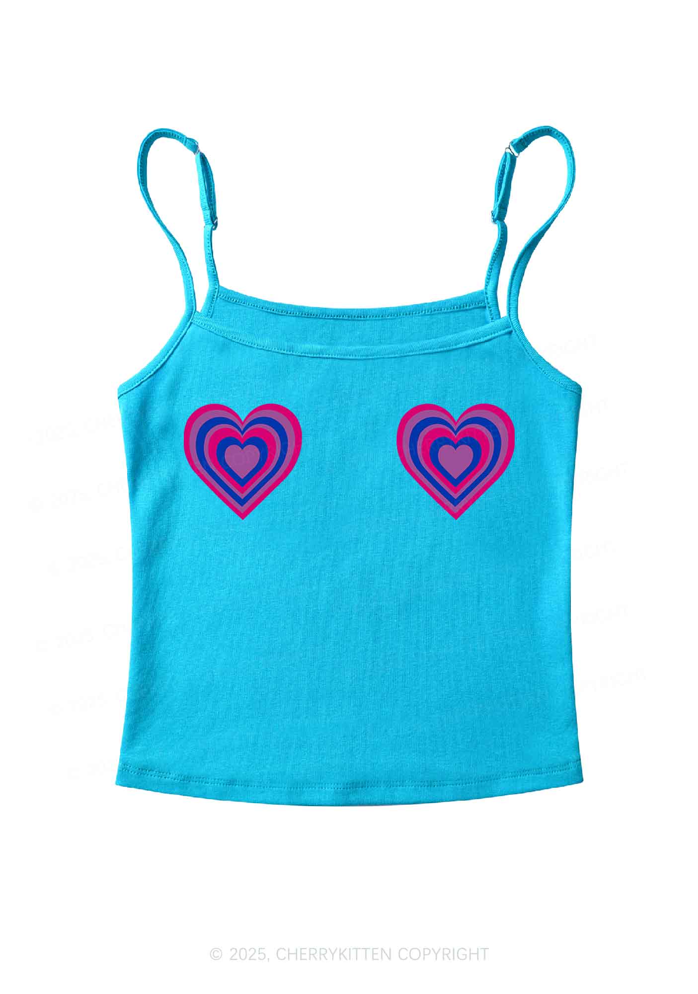 Bisexual Heart Pride Y2K Spaghetti Strap Cami Cherrykitten - Image 5