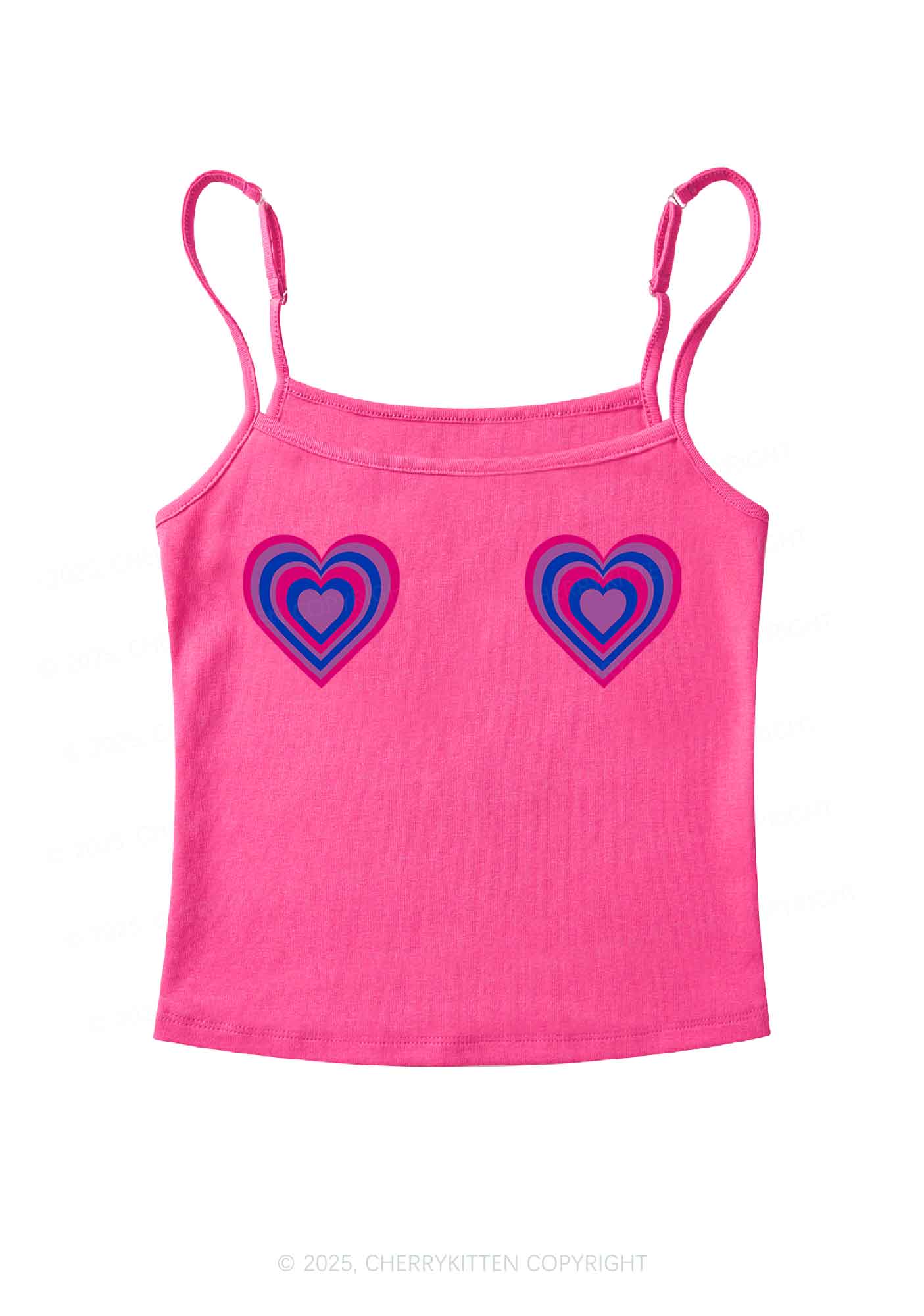 Bisexual Heart Pride Y2K Spaghetti Strap Cami Cherrykitten - Image 6