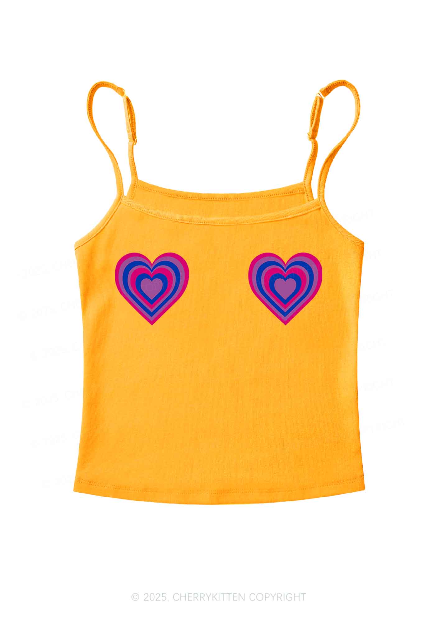 Bisexual Heart Pride Y2K Spaghetti Strap Cami Cherrykitten - Image 7