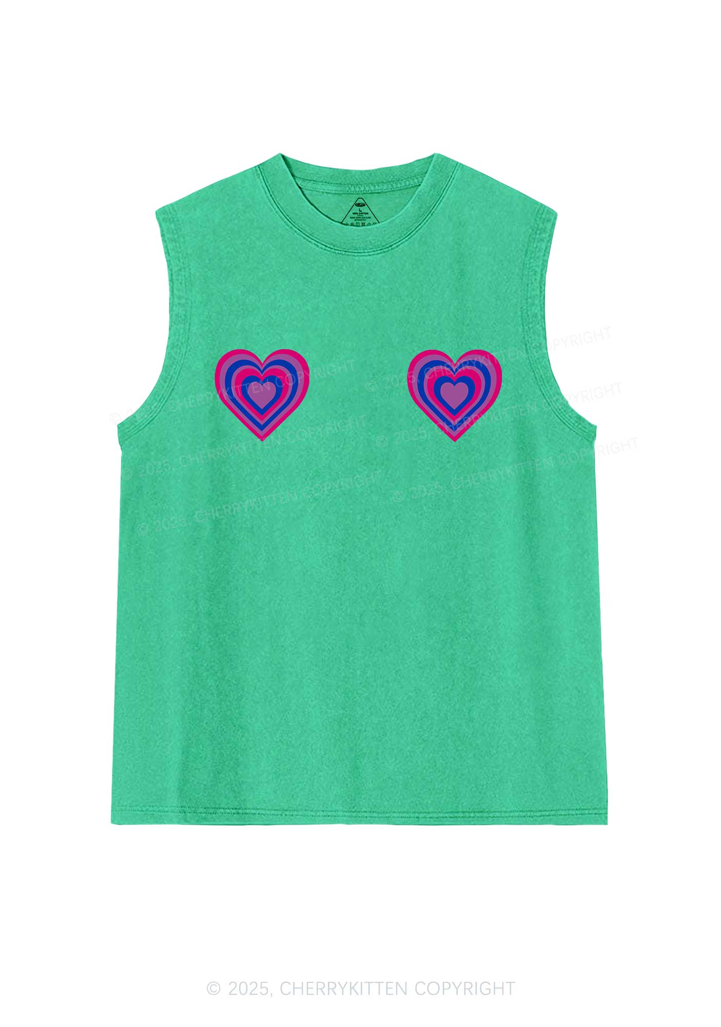 Bisexual Heart Pride Y2K Washed Muscle Tank Cherrykitten - Image 5