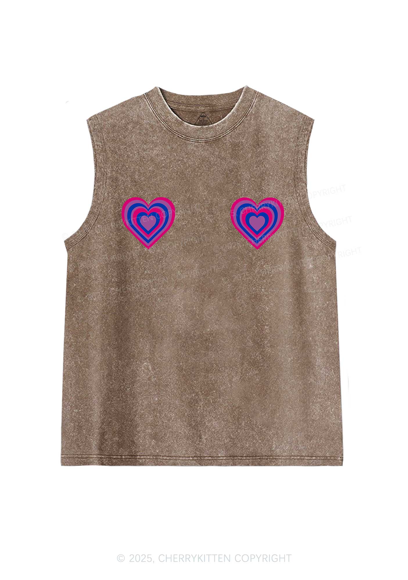 Bisexual Heart Pride Y2K Washed Muscle Tank Cherrykitten - Image 7