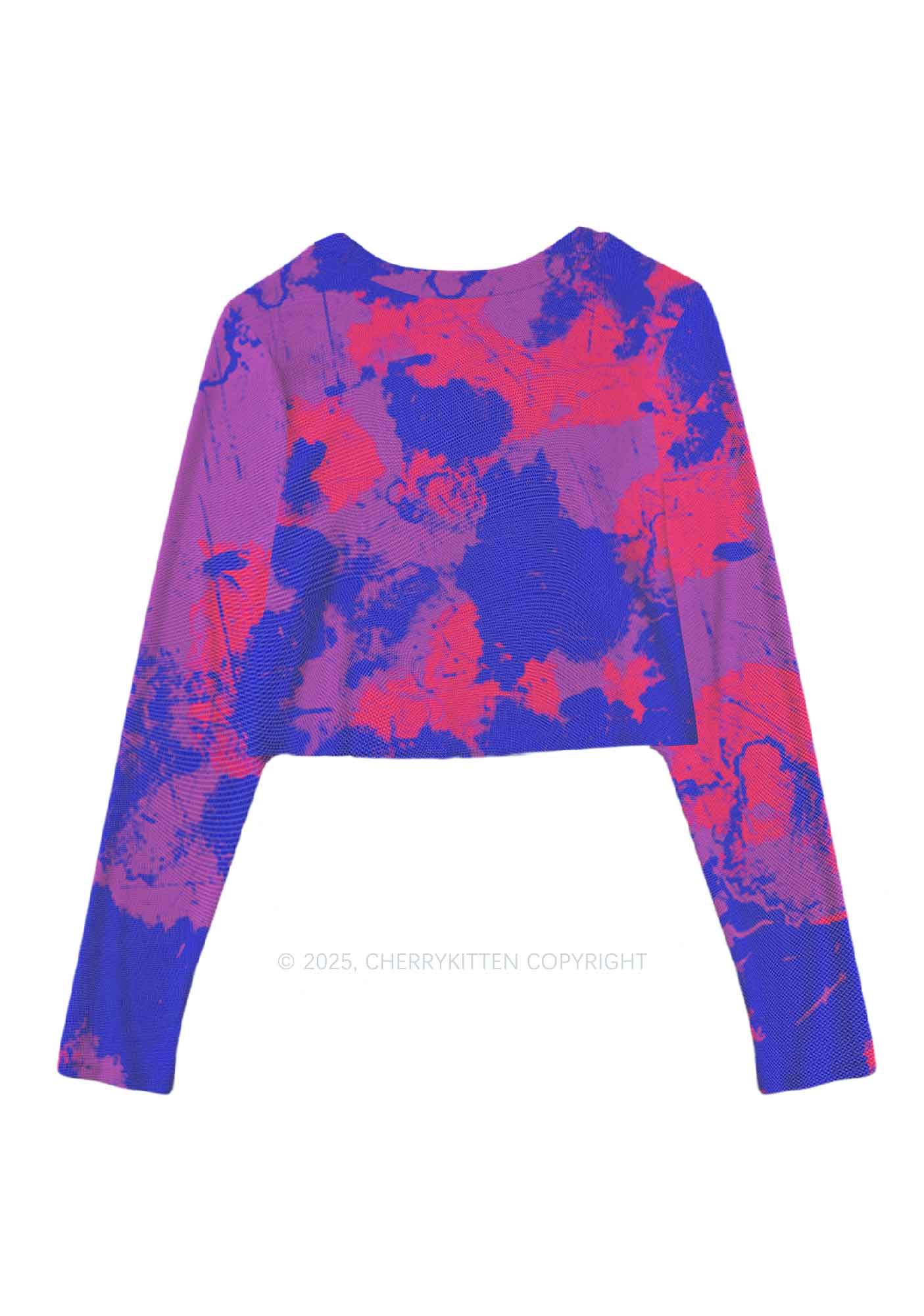 Bisexual Ink Pride Y2K Mesh Long Sleeve Crop Top Cherrykitten - Image 3