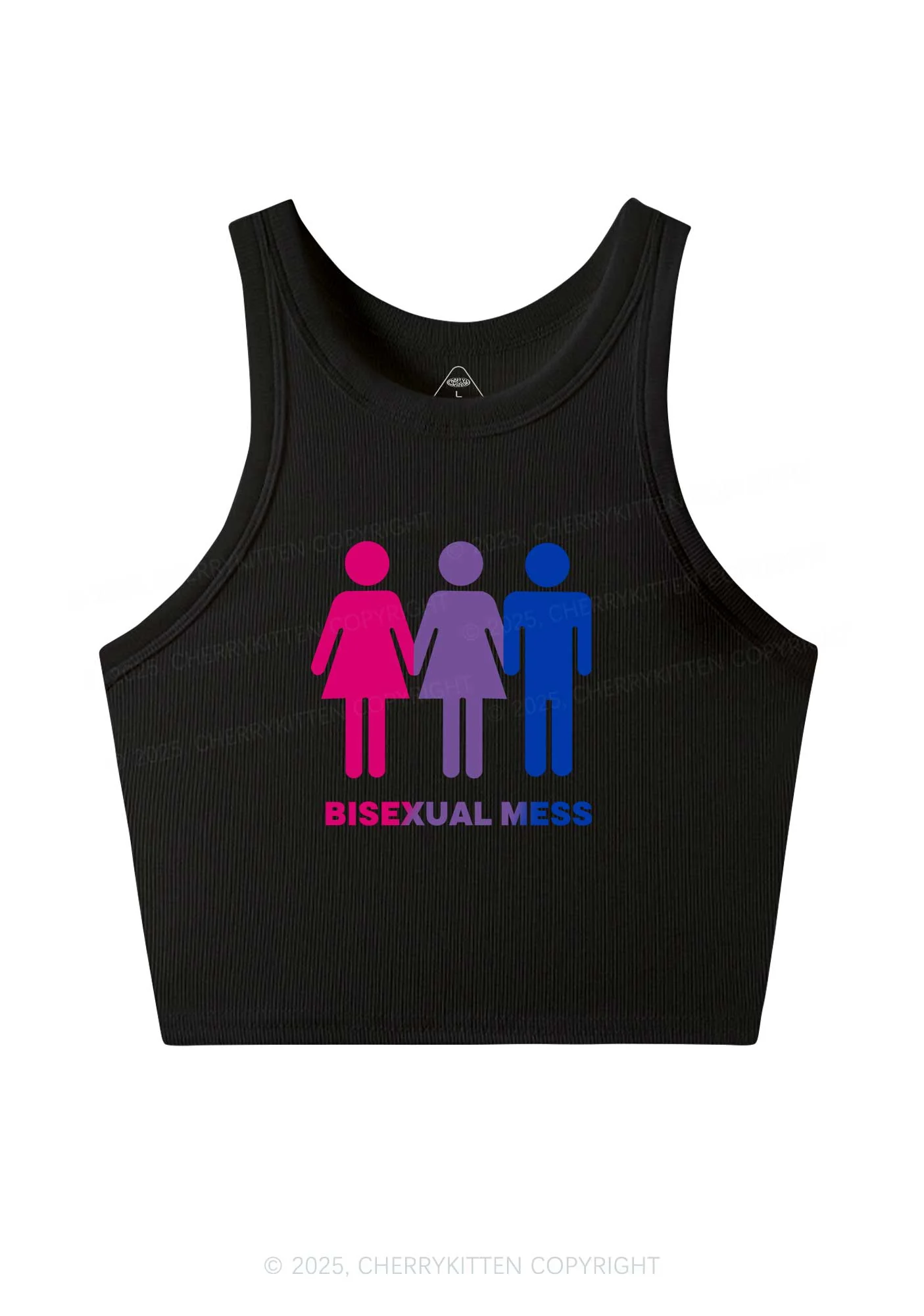 Bisexual Mess Love Pride Y2K Crop Tank Top Cherrykitten - Image 3