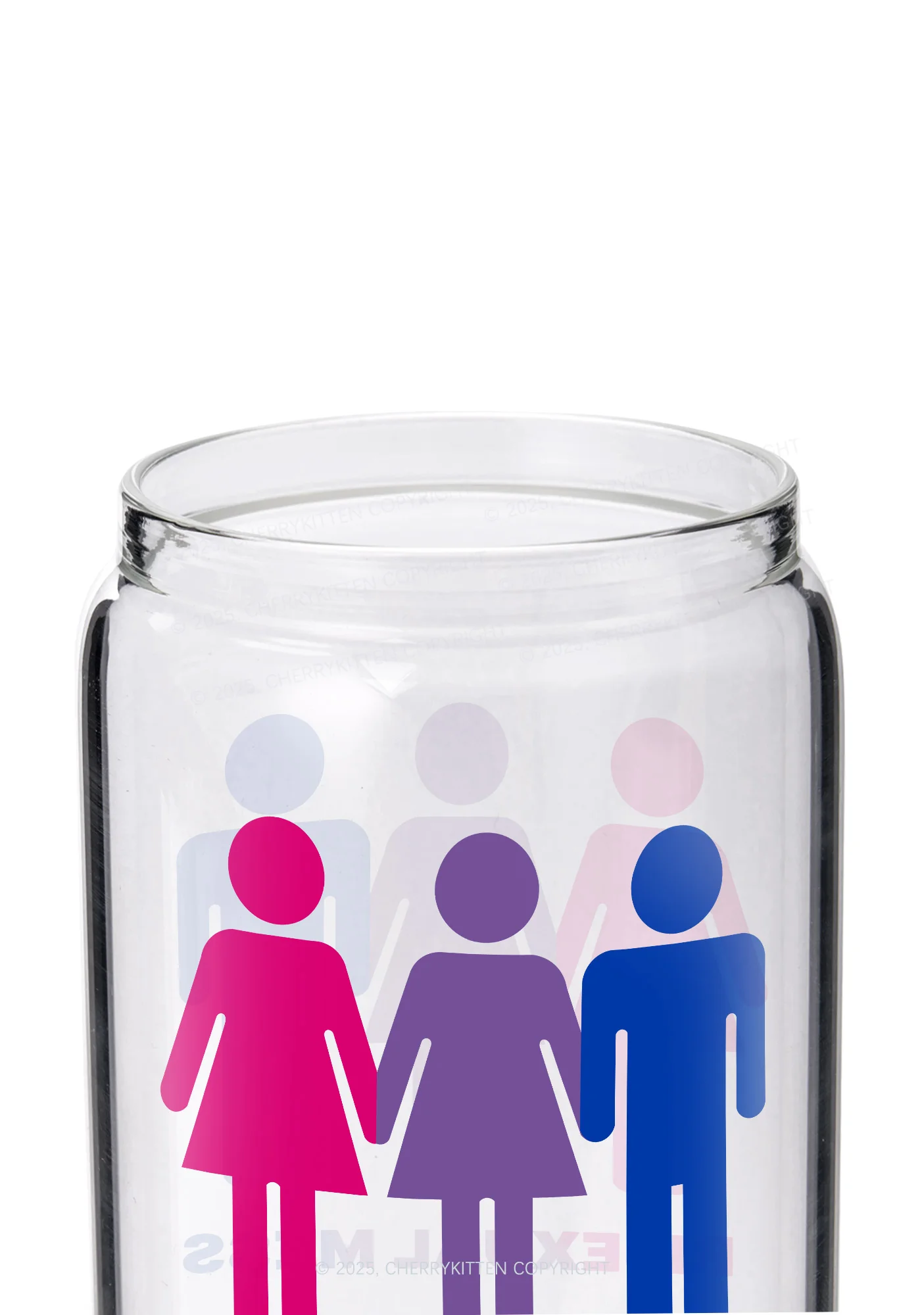 Bisexual Mess Love Pride Y2K Printed Glass Cup Cherrykitten - Image 2