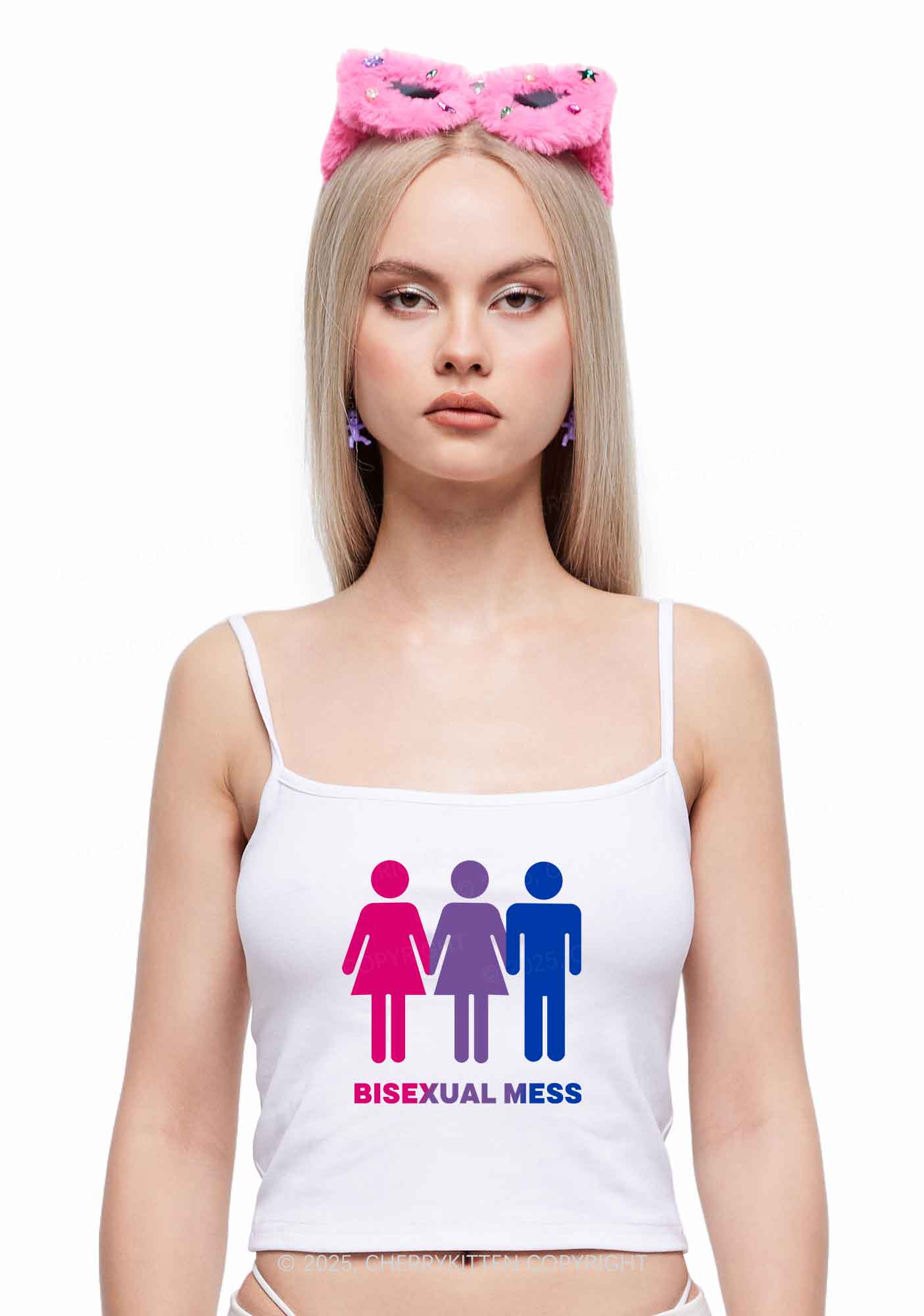 Bisexual Mess Love Pride Y2K Spaghetti Strap Cami Cherrykitten - Image 2