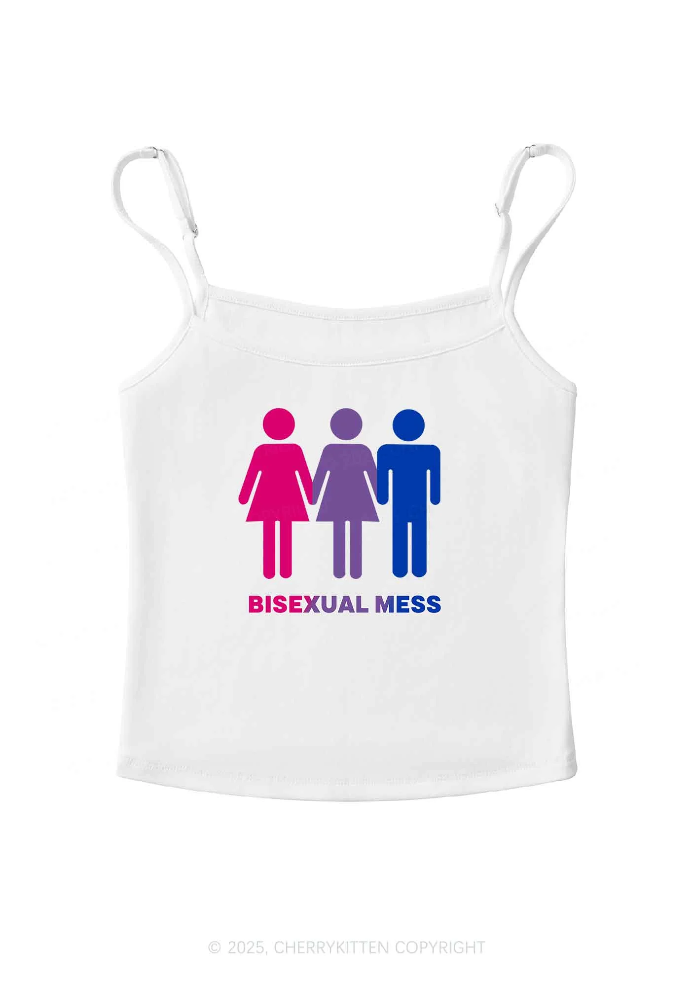 Bisexual Mess Love Pride Y2K Spaghetti Strap Cami Cherrykitten - Image 3