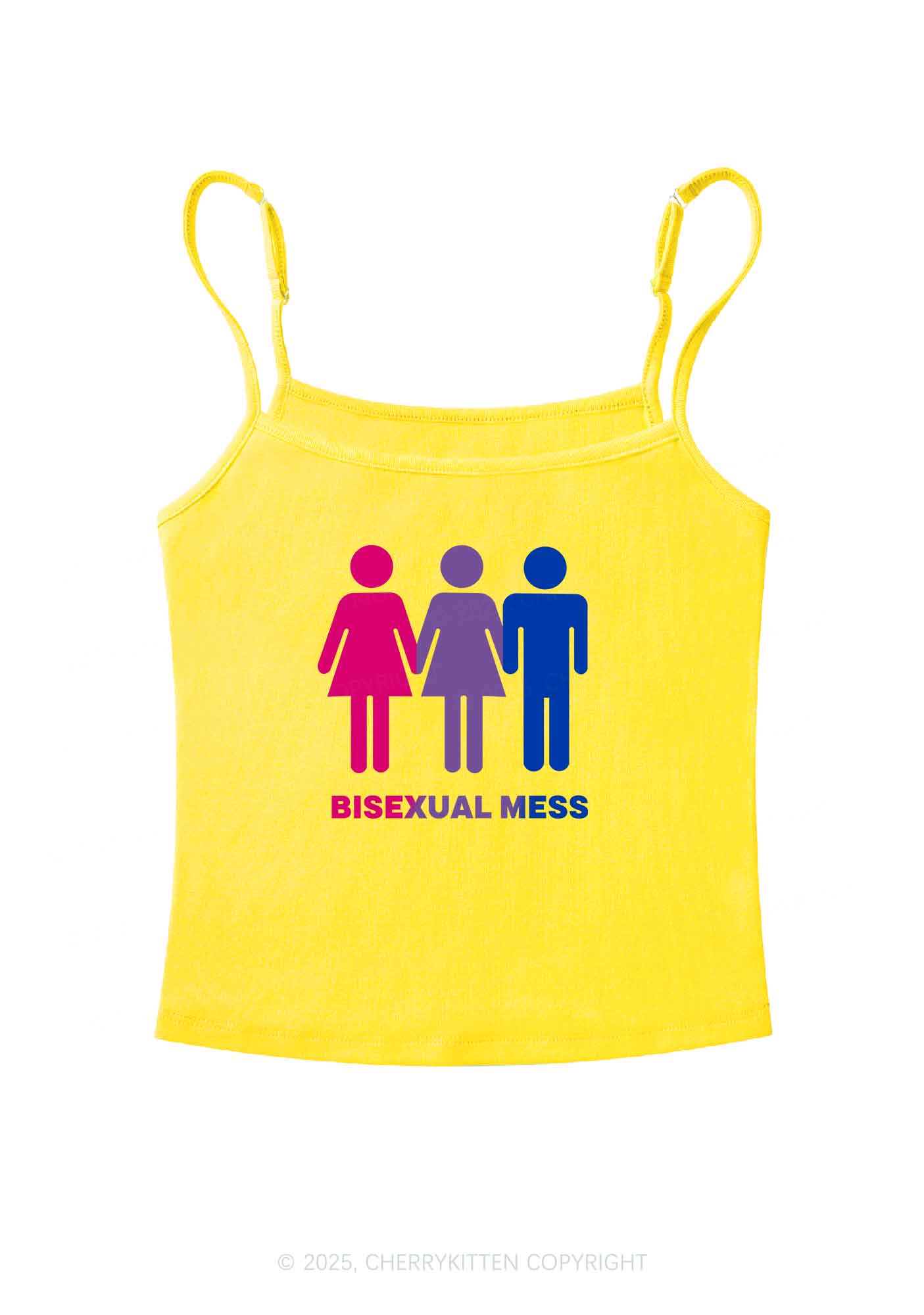 Bisexual Mess Love Pride Y2K Spaghetti Strap Cami Cherrykitten - Image 5
