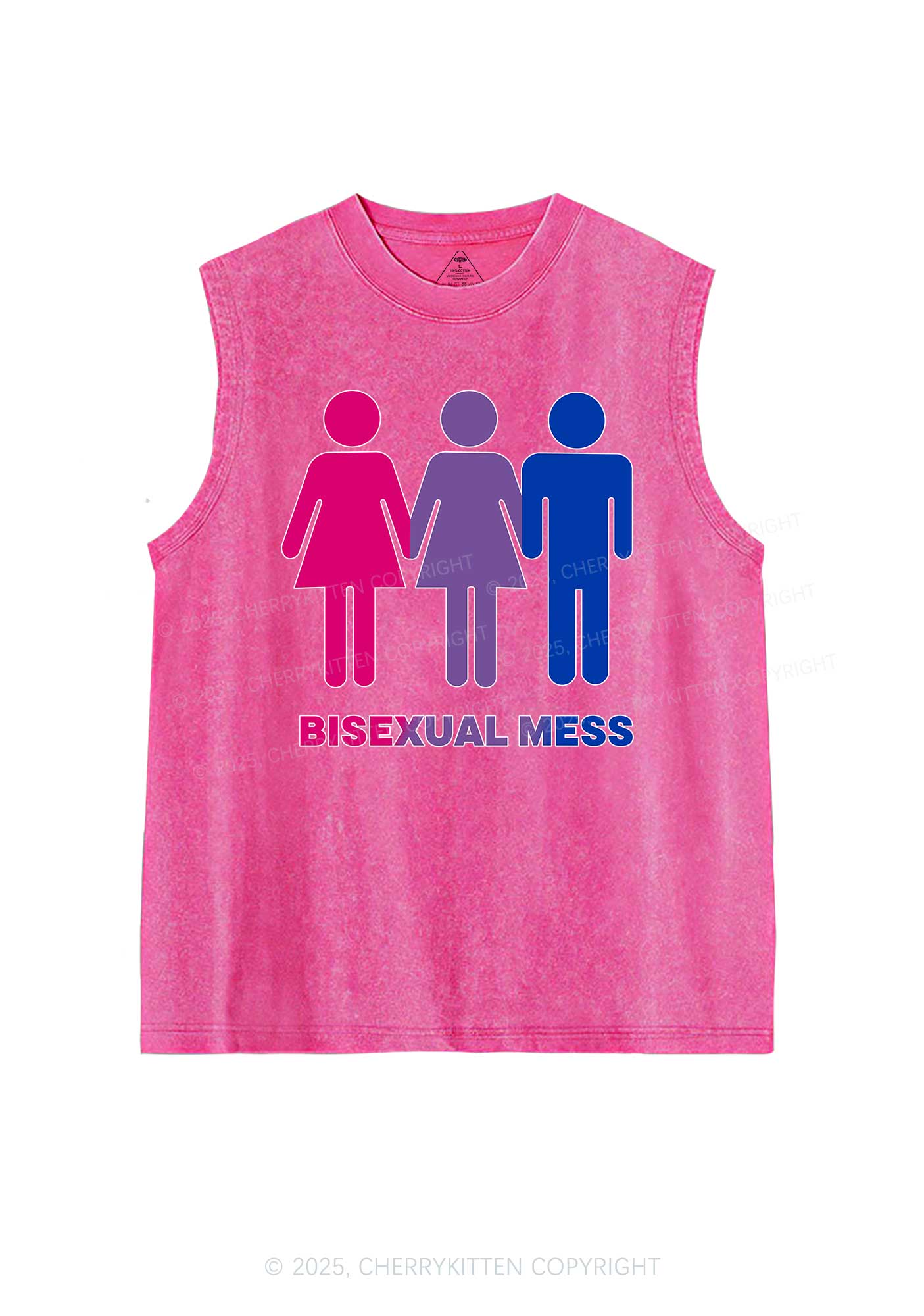 Bisexual Mess Love Pride Y2K Washed Muscle Tank Cherrykitten - Image 4