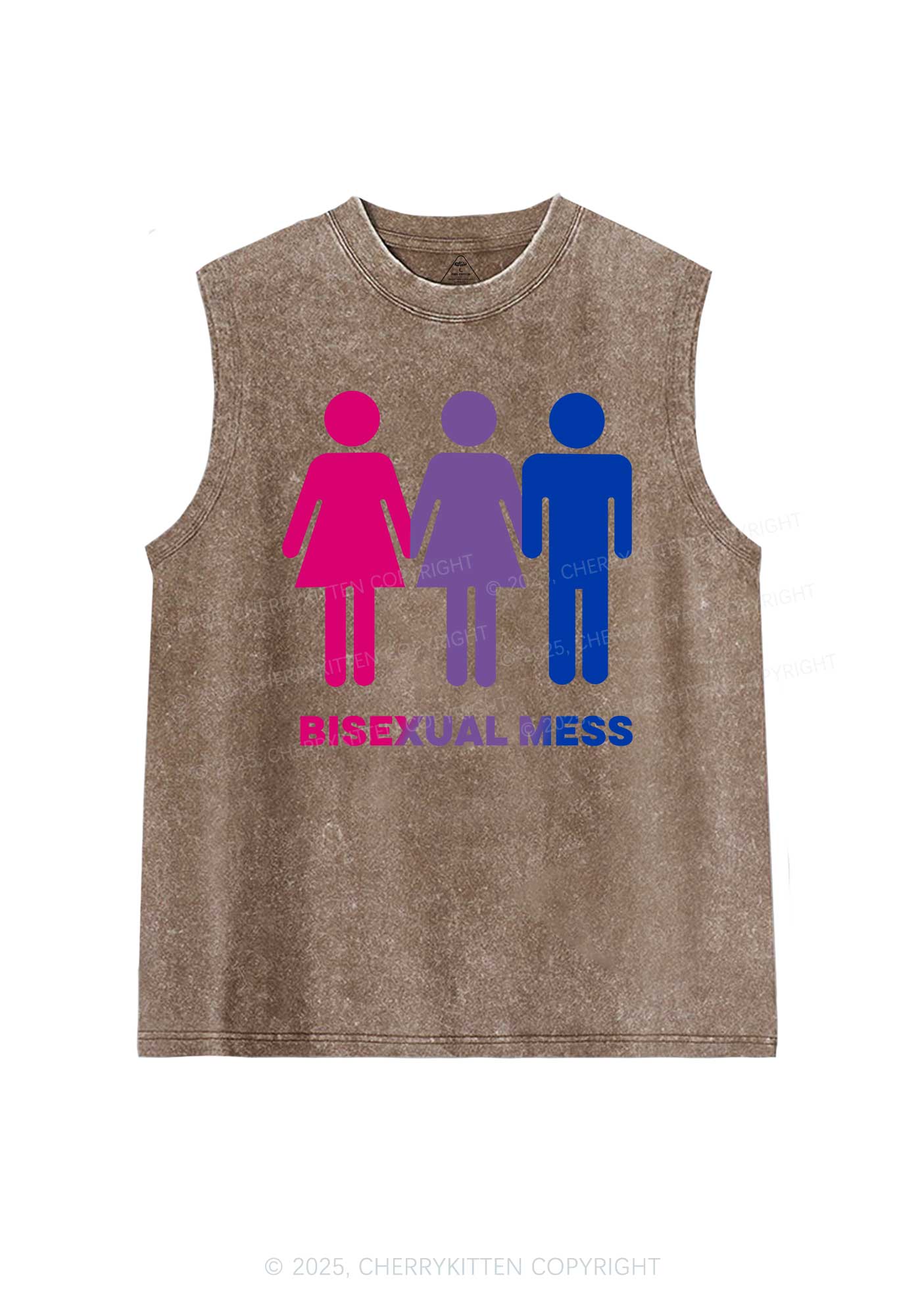 Bisexual Mess Love Pride Y2K Washed Muscle Tank Cherrykitten - Image 6