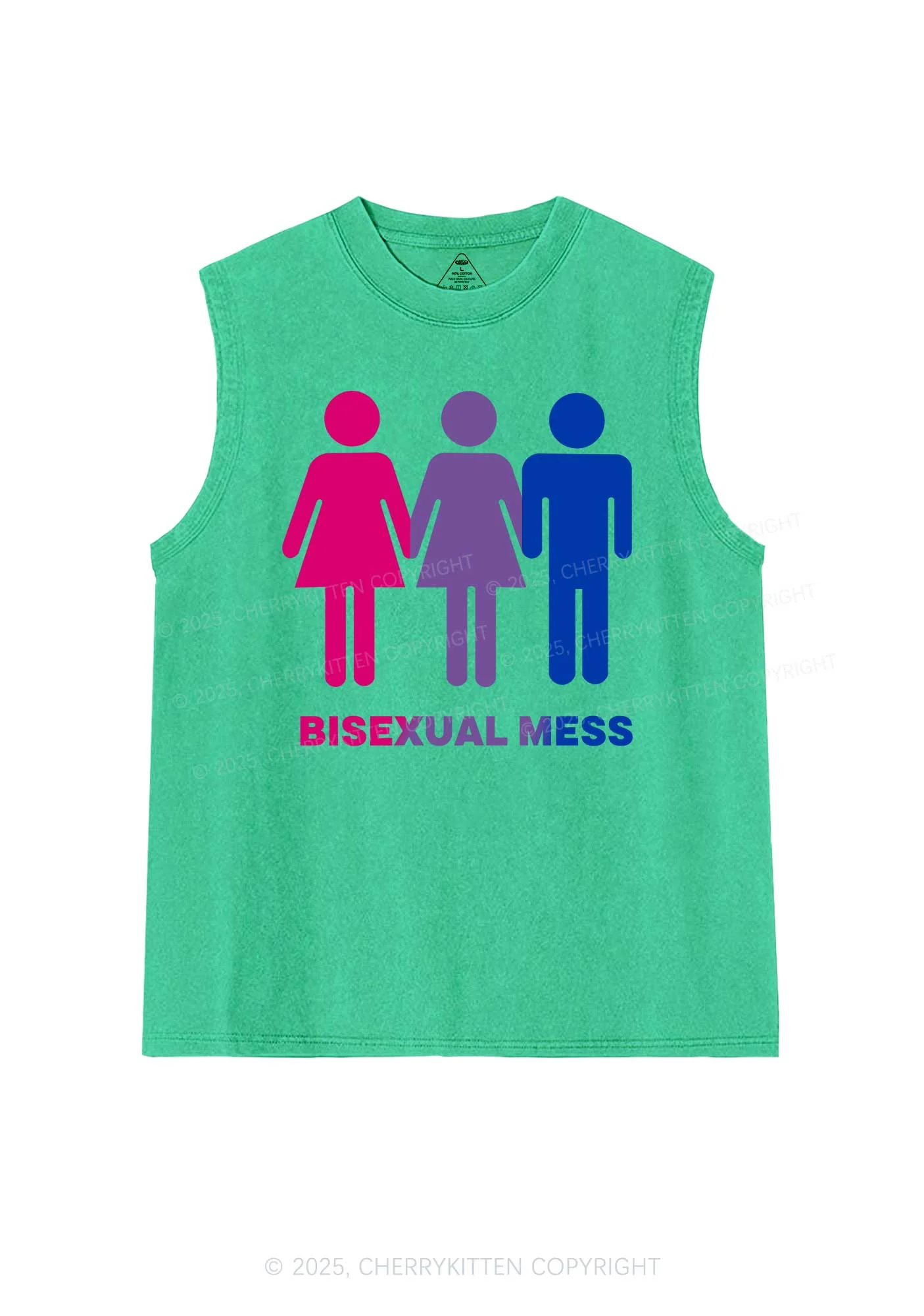 Bisexual Mess Love Pride Y2K Washed Muscle Tank Cherrykitten - Image 7
