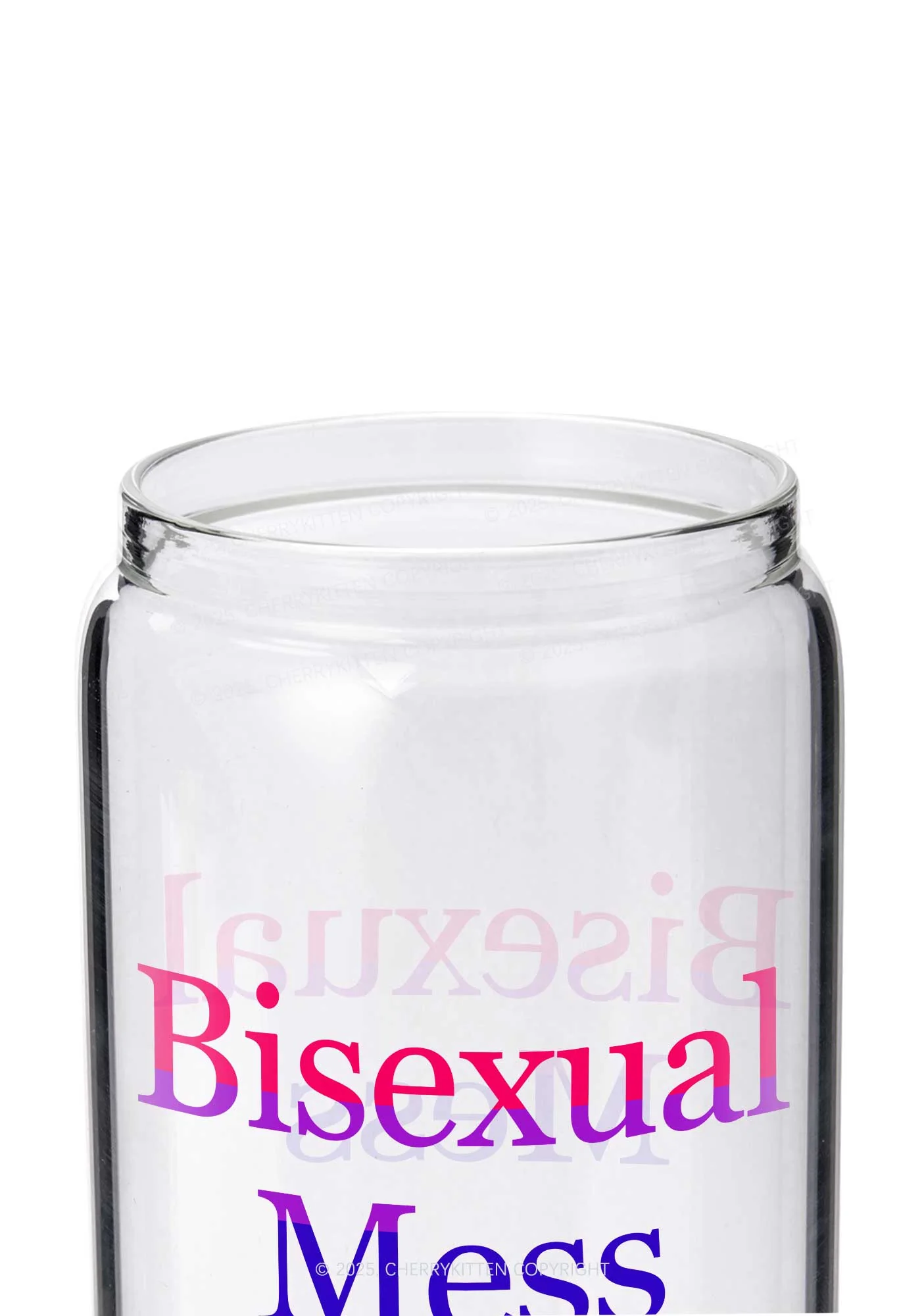 Bisexual Mess Pride Y2K Printed Glass Cup Cherrykitten - Image 2
