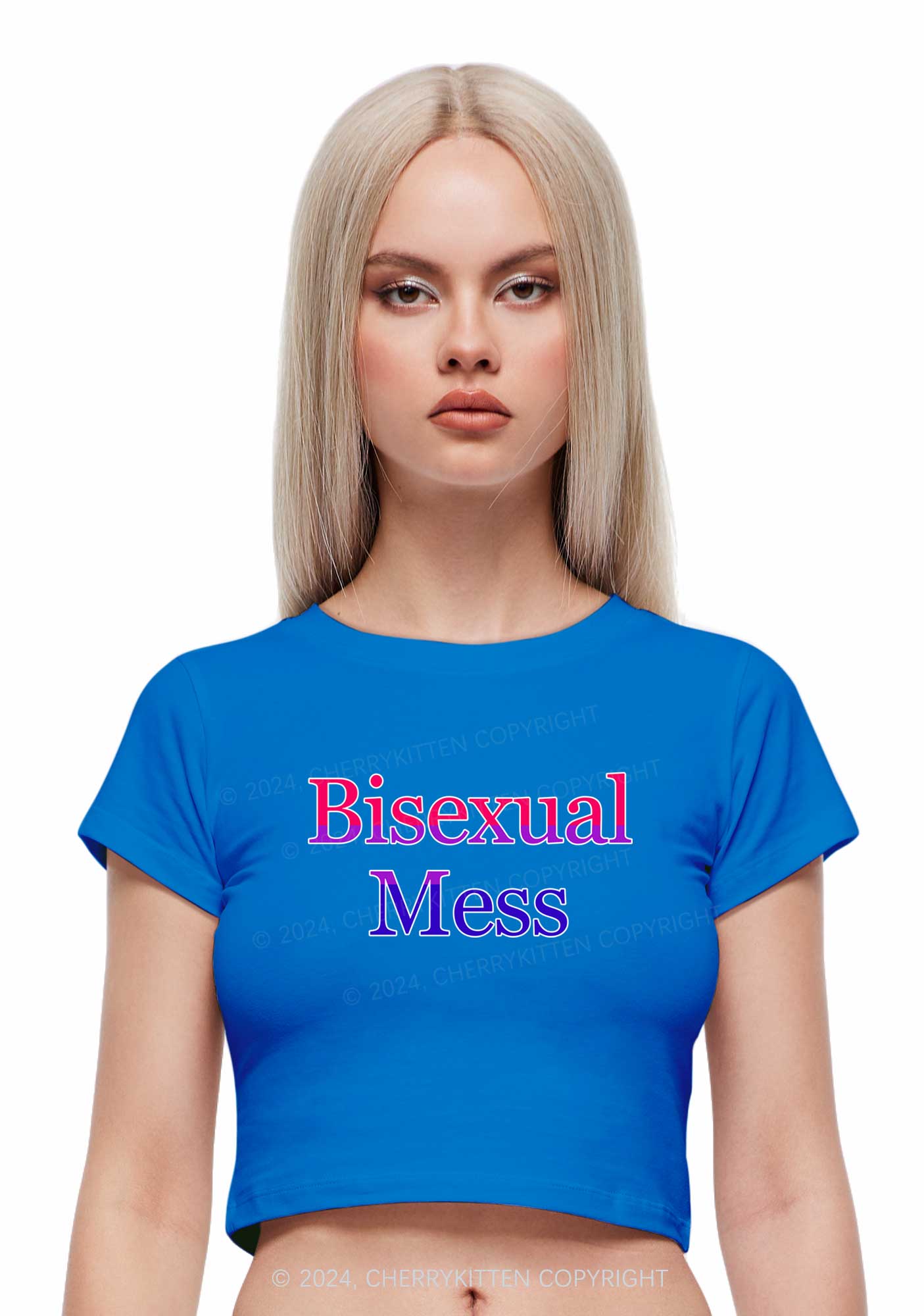 Bisexual Mess Y2K Baby Tee Cherrykitten - Image 3