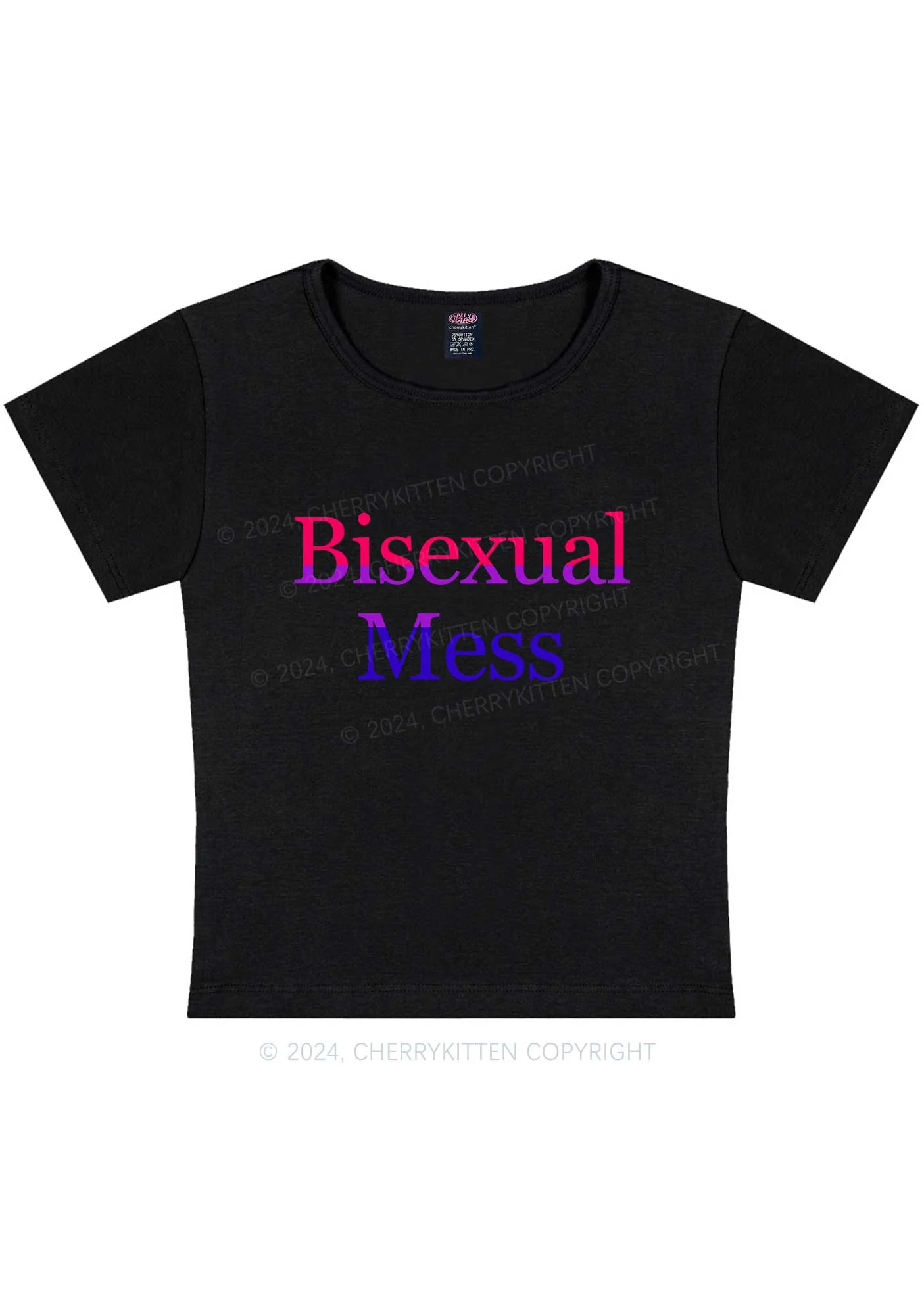 Bisexual Mess Y2K Baby Tee Cherrykitten - Image 5