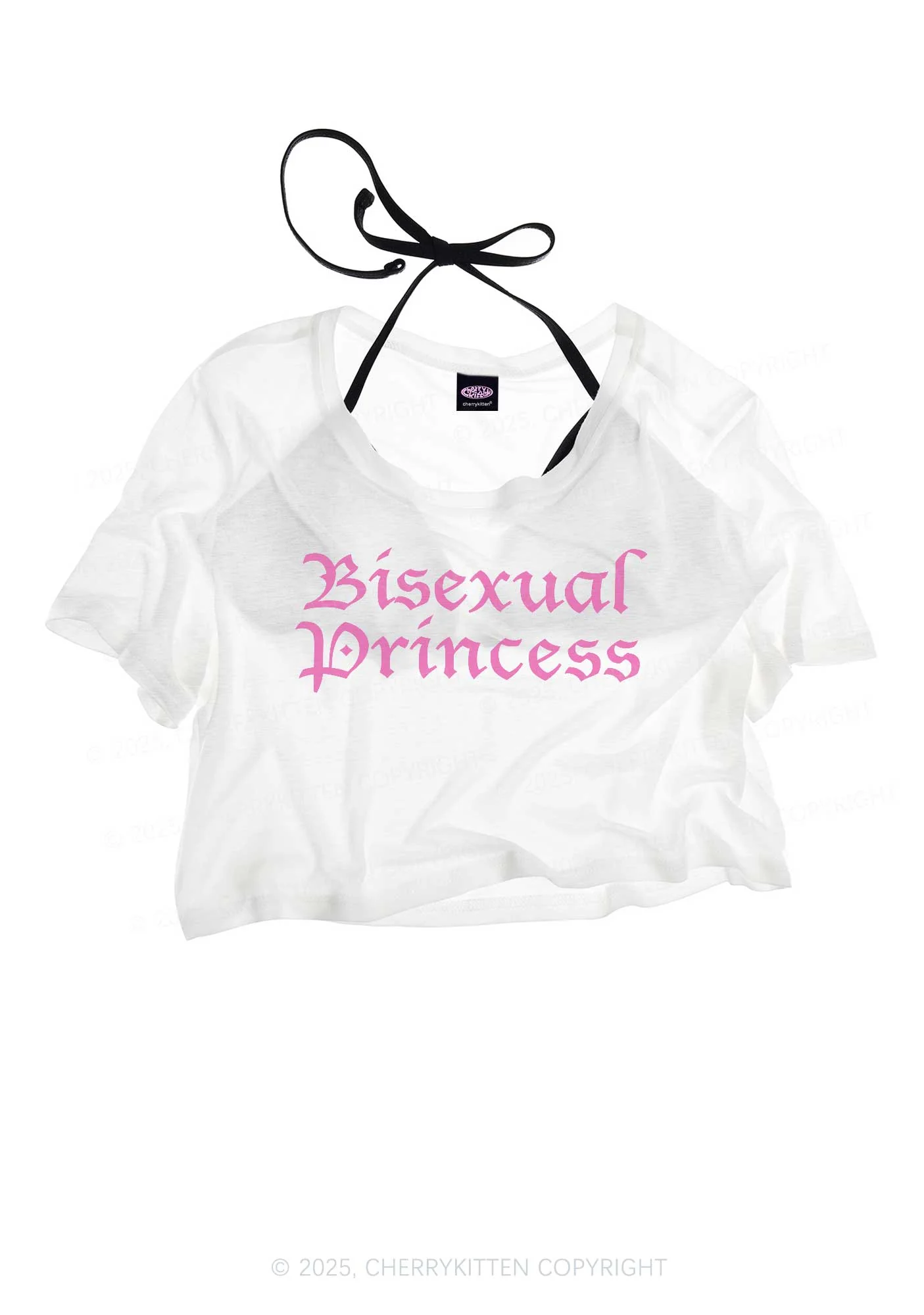 Bisexual Princess Pride Y2K Sheer Crop Tee Cherrykitten - Image 3