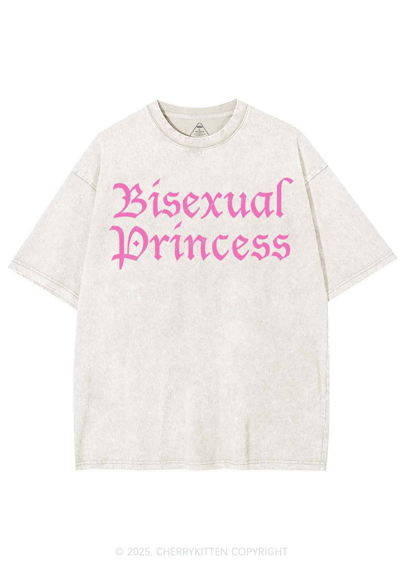 Bisexual Princess Pride Y2K Shirts Washed Tee Cherrykitten - Image 3