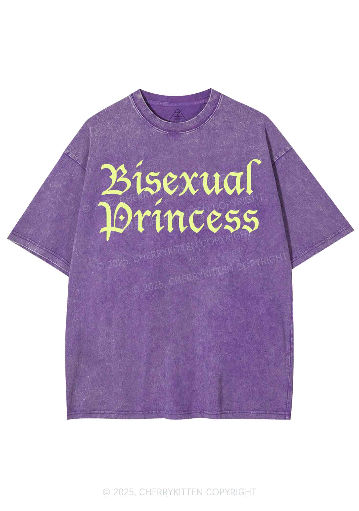 Bisexual Princess Pride Y2K Shirts Washed Tee Cherrykitten - Image 5