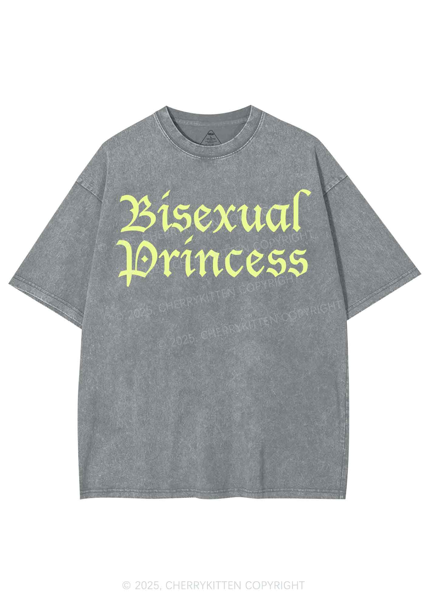 Bisexual Princess Pride Y2K Shirts Washed Tee Cherrykitten - Image 7