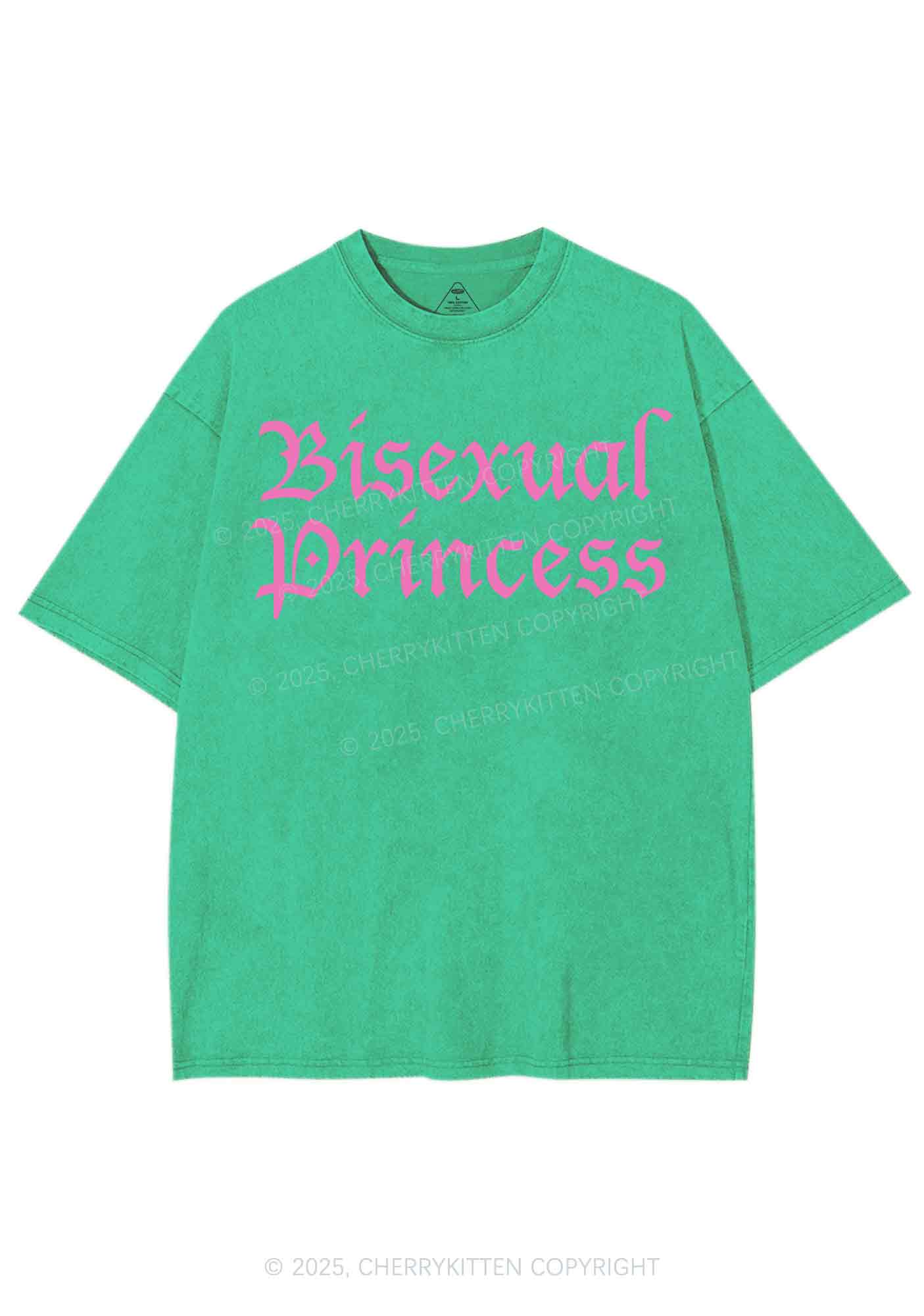 Bisexual Princess Pride Y2K Shirts Washed Tee Cherrykitten - Image 8