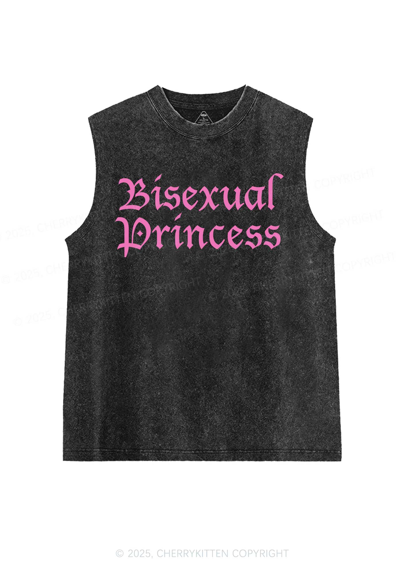 Bisexual Princess Pride Y2K Washed Muscle Tank Cherrykitten - Image 3