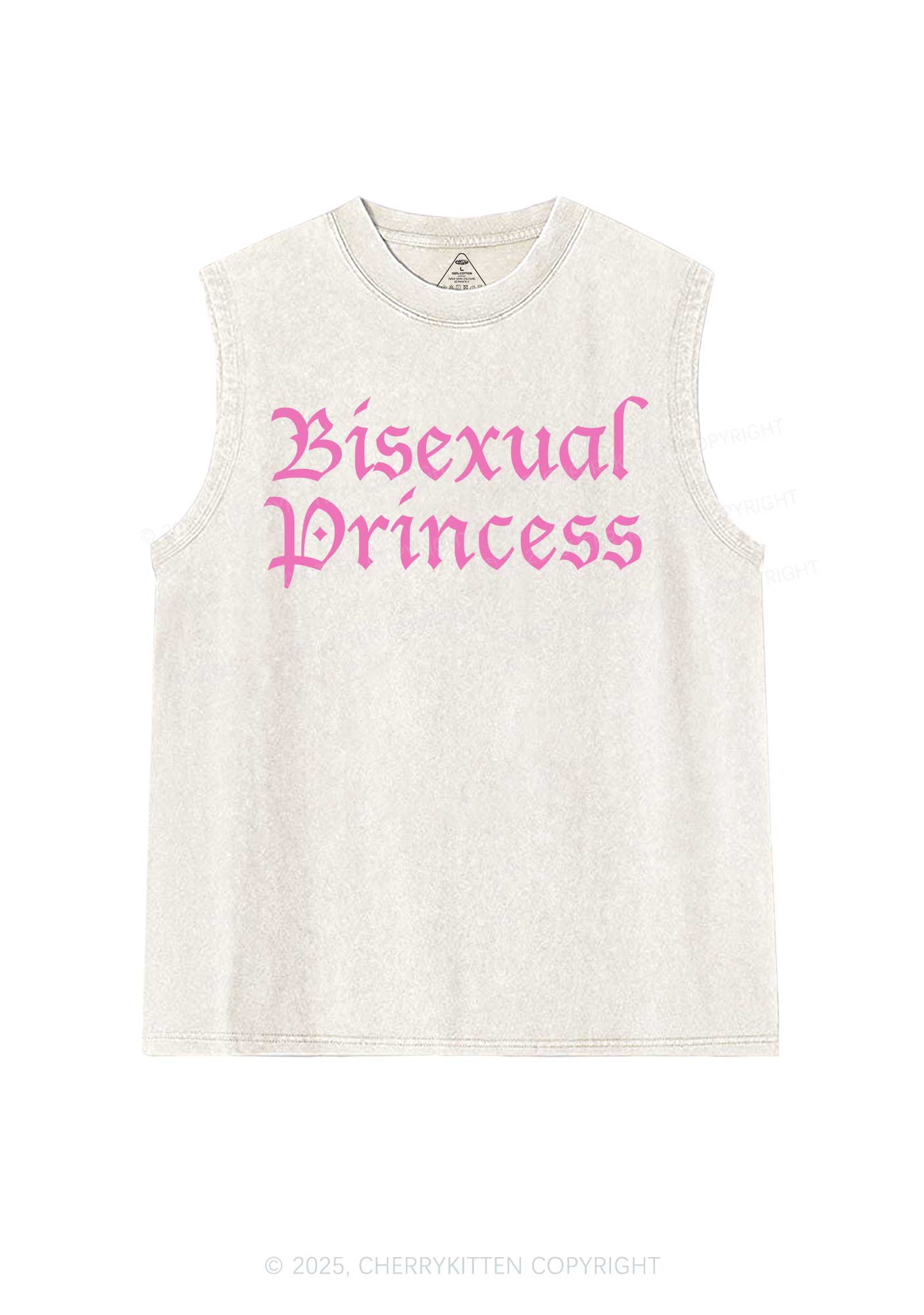 Bisexual Princess Pride Y2K Washed Muscle Tank Cherrykitten - Image 4