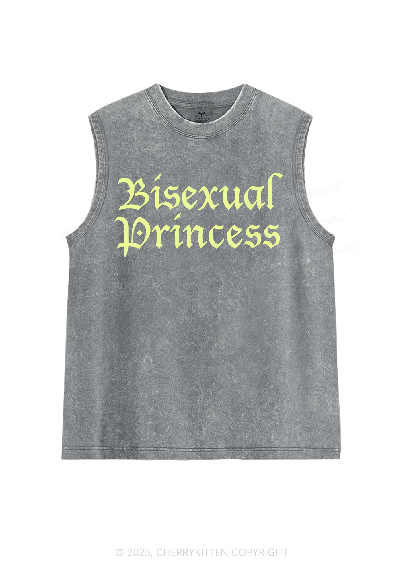 Bisexual Princess Pride Y2K Washed Muscle Tank Cherrykitten - Image 5