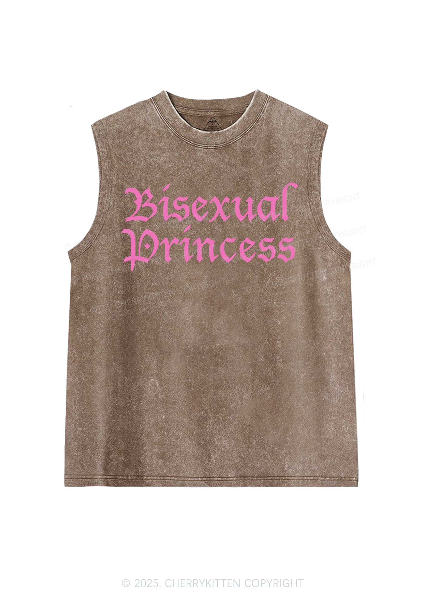 Bisexual Princess Pride Y2K Washed Muscle Tank Cherrykitten - Image 6