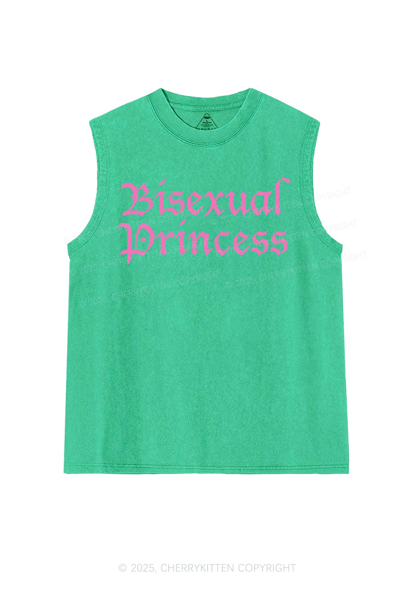 Bisexual Princess Pride Y2K Washed Muscle Tank Cherrykitten - Image 7