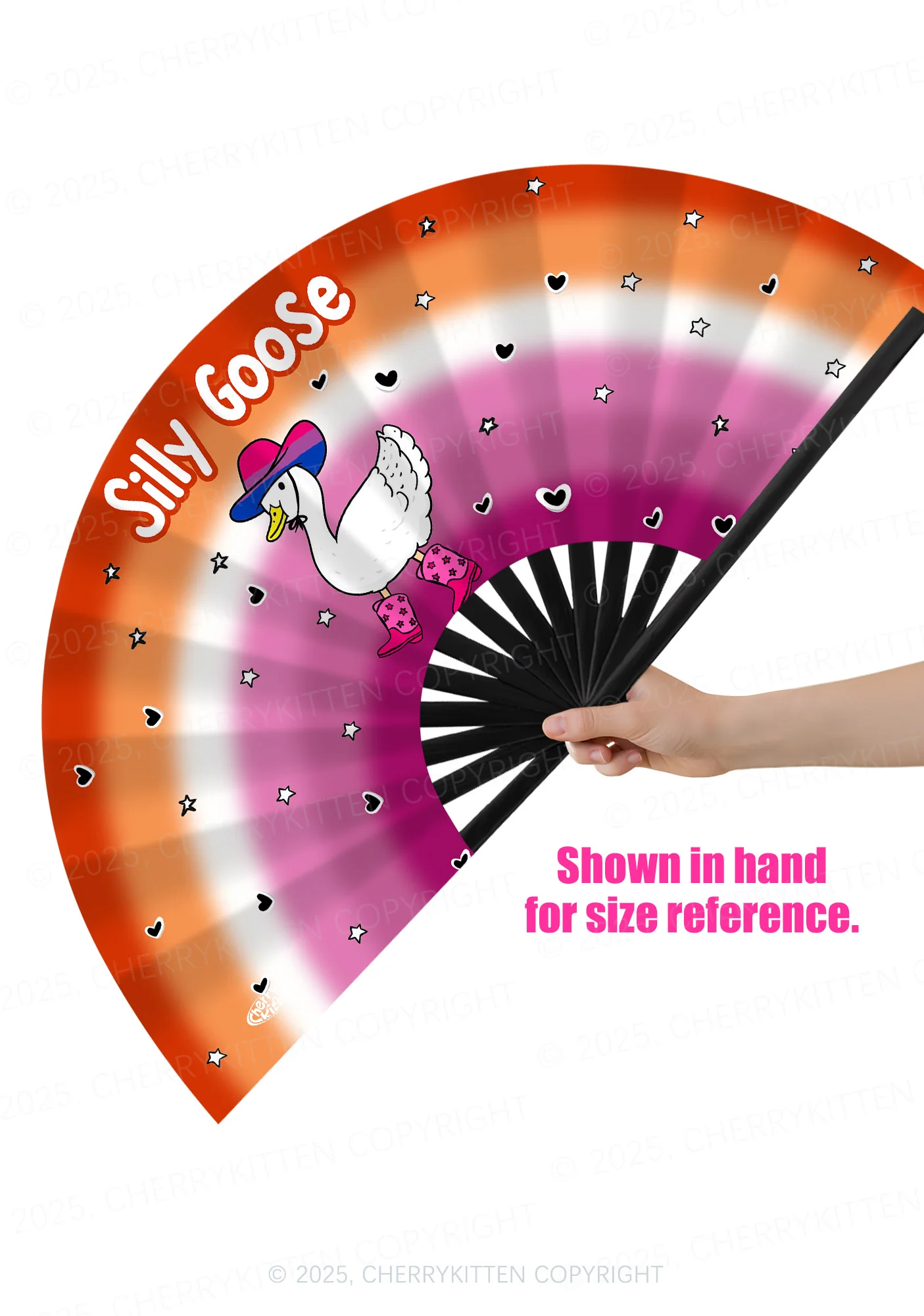Bisexual Silly Goose Pride Y2K Rave Hand Fan Cherrykitten - Image 2