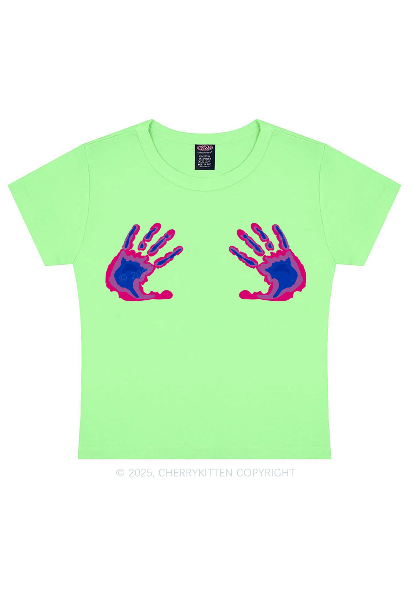 Bisexual Thermal Hands Pride Y2K Baby Tee Cherrykitten - Image 12