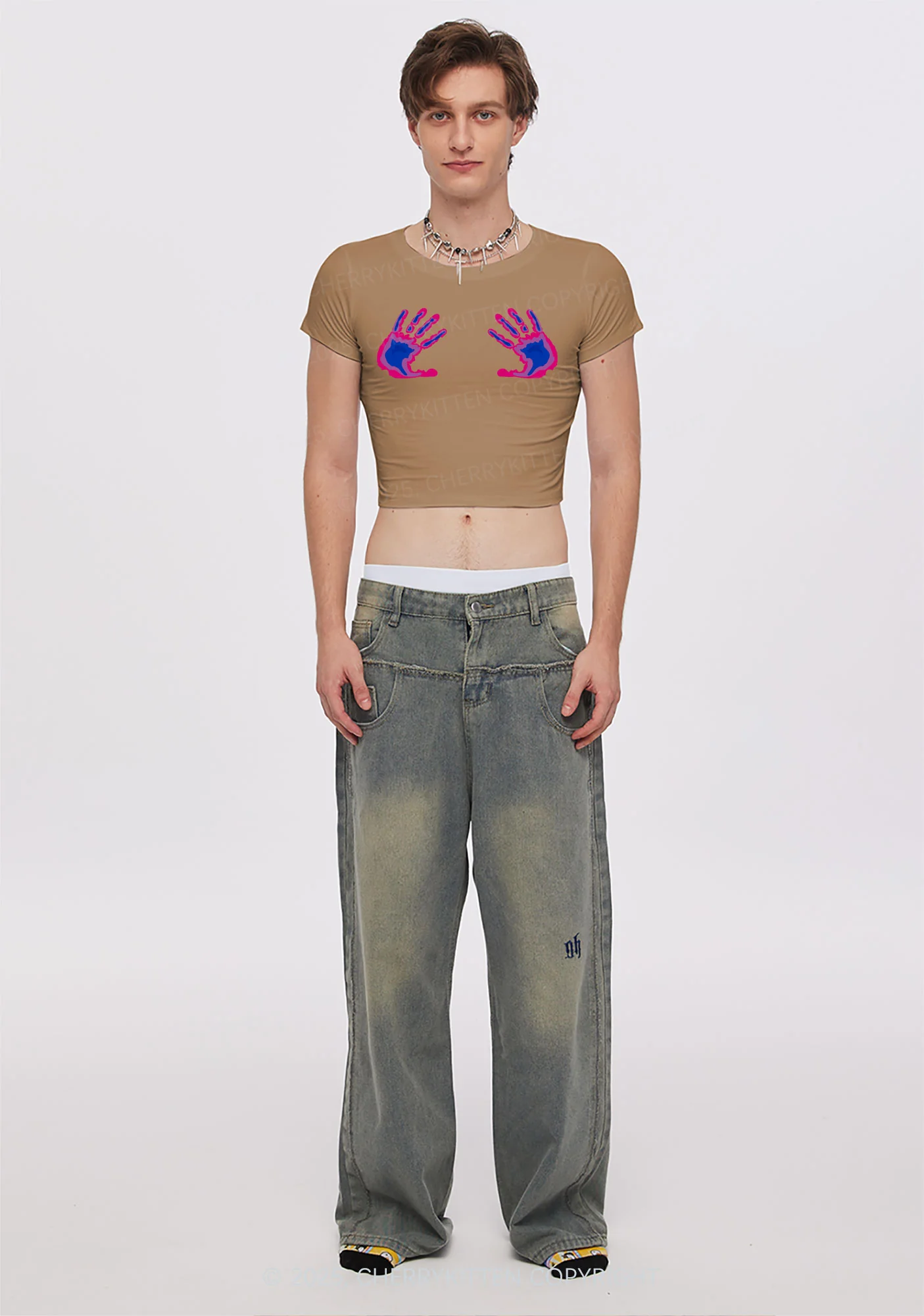 Bisexual Thermal Hands Pride Y2K Baby Tee Cherrykitten - Image 3