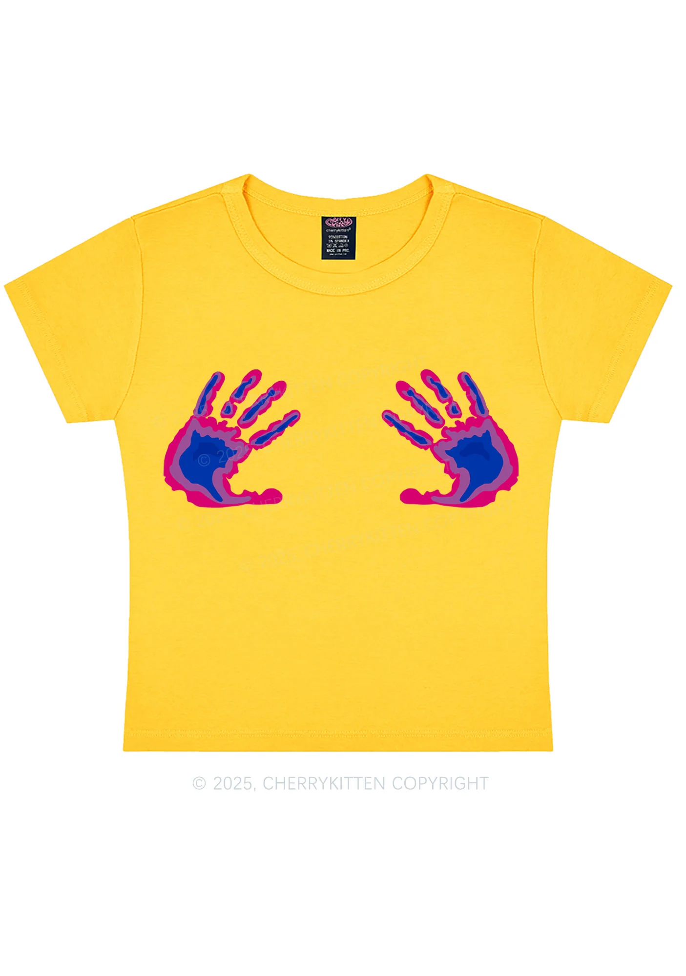 Bisexual Thermal Hands Pride Y2K Baby Tee Cherrykitten - Image 4
