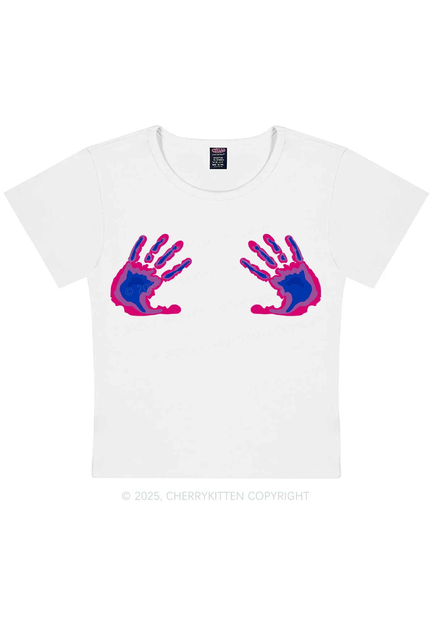Bisexual Thermal Hands Pride Y2K Baby Tee Cherrykitten - Image 5