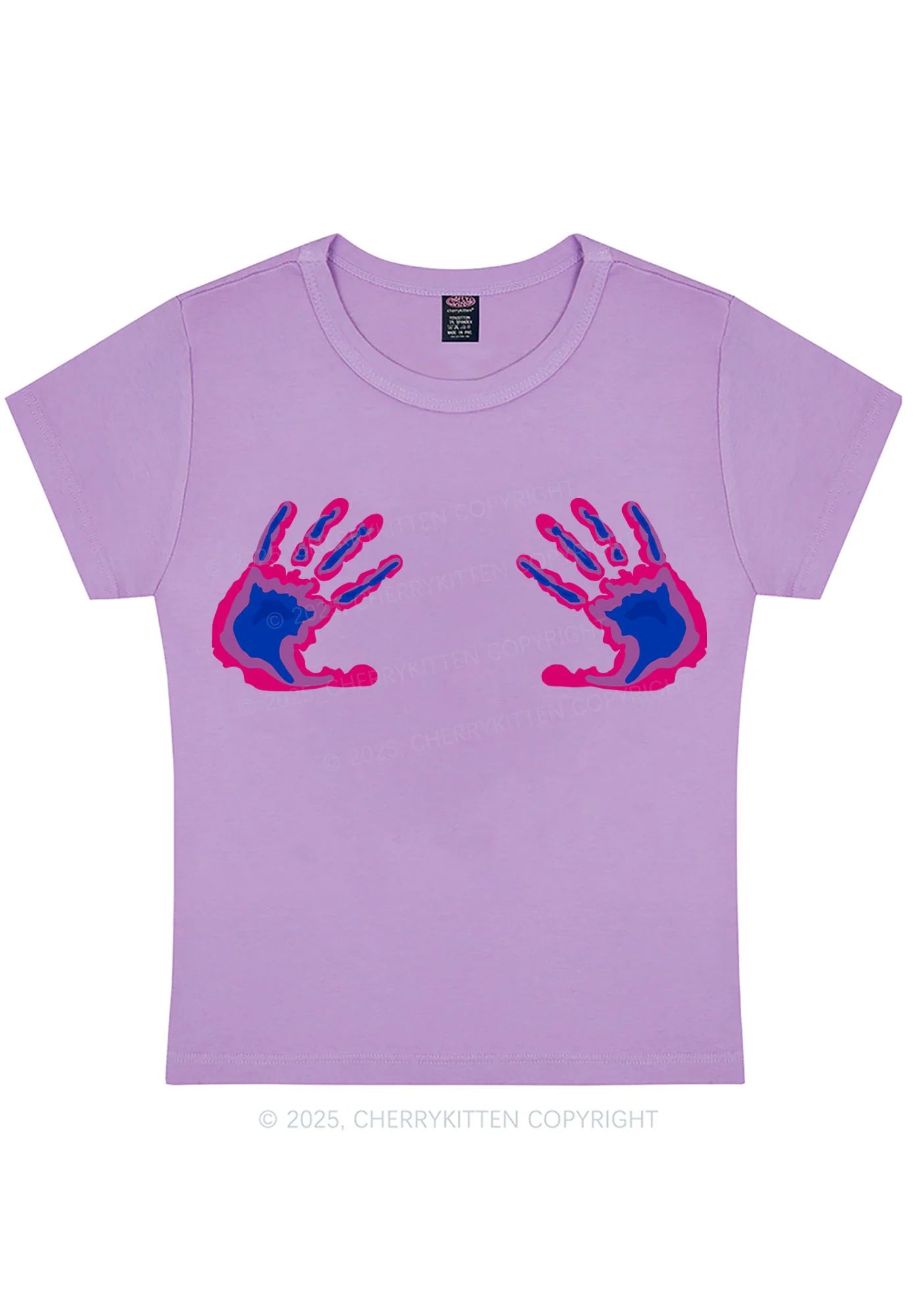 Bisexual Thermal Hands Pride Y2K Baby Tee Cherrykitten - Image 6