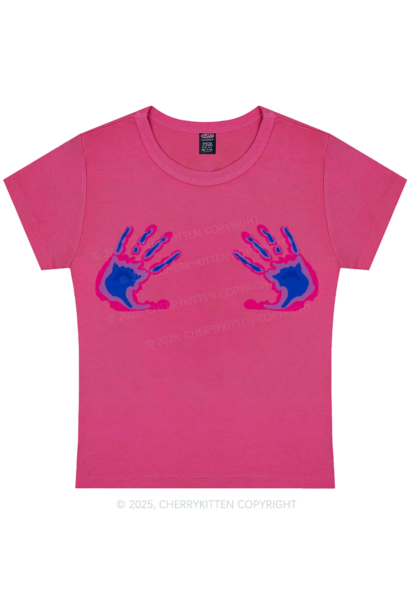Bisexual Thermal Hands Pride Y2K Baby Tee Cherrykitten - Image 7