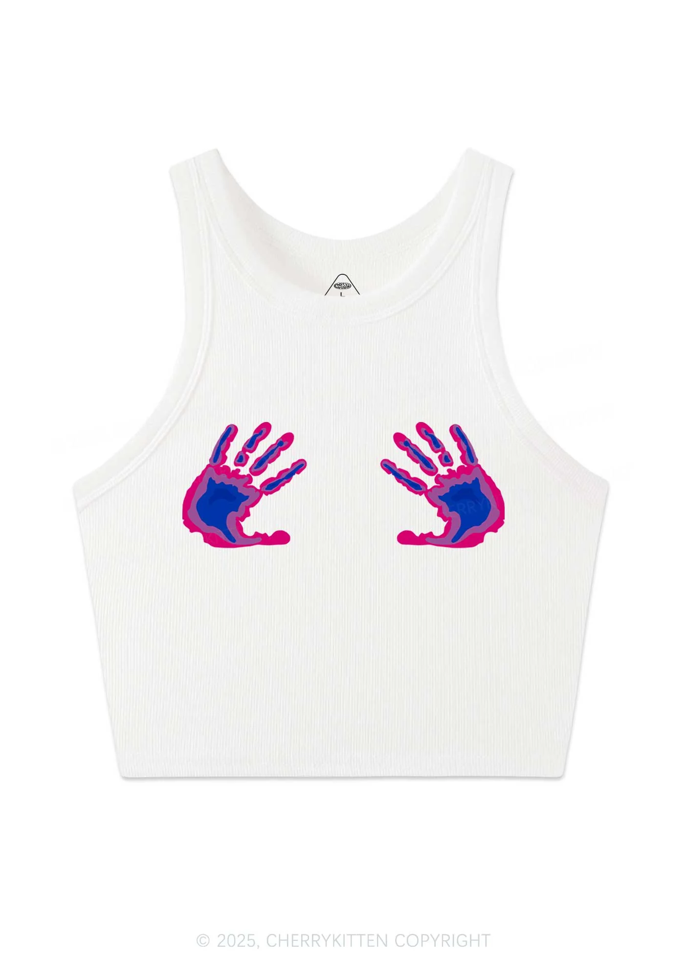 Bisexual Thermal Hands Pride Y2K Crop Tank Top Cherrykitten - Image 3